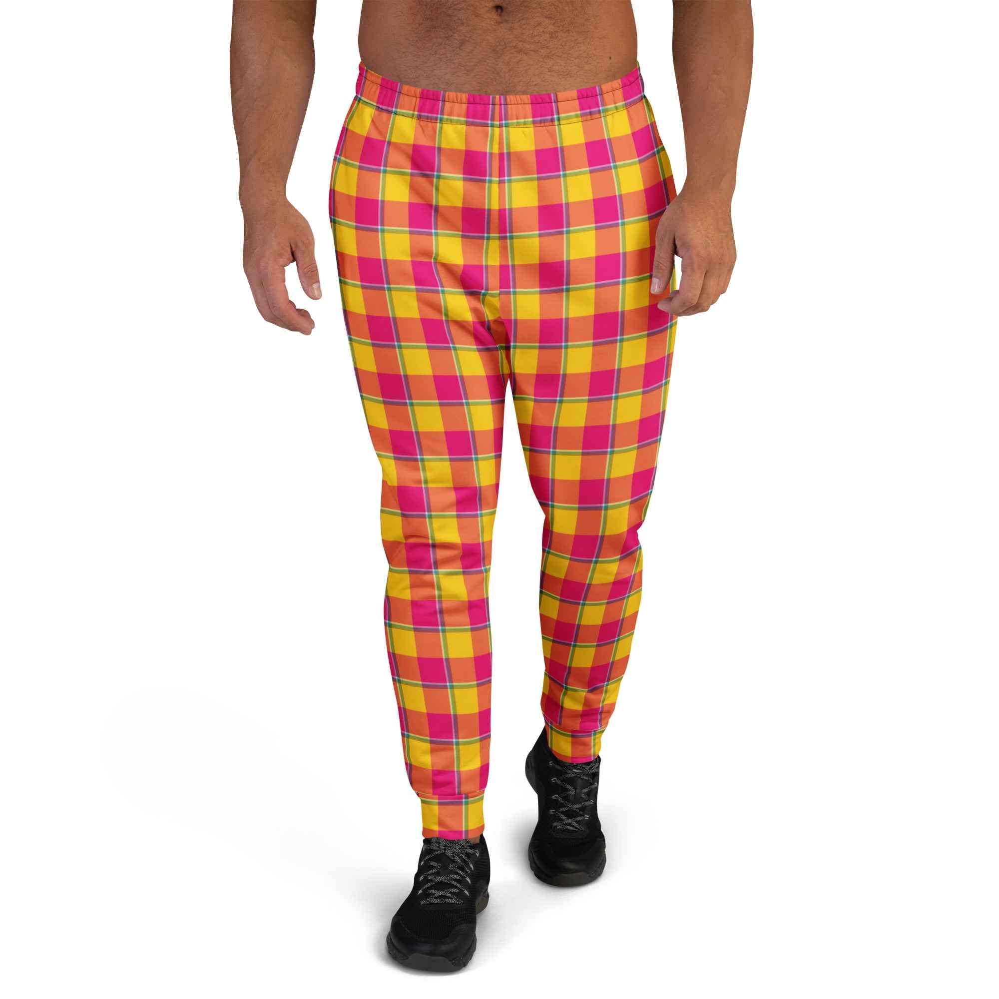 Corn and Razzmatazz Plaid Men's Joggers - Scottish Squares