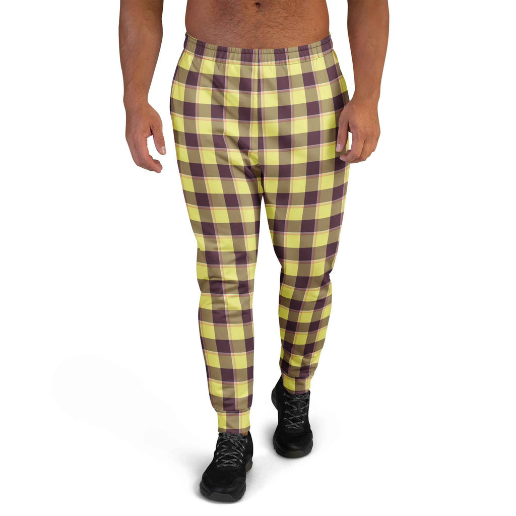 Flax and Livid Brown Plaid Men's Joggers - Scottish Squares