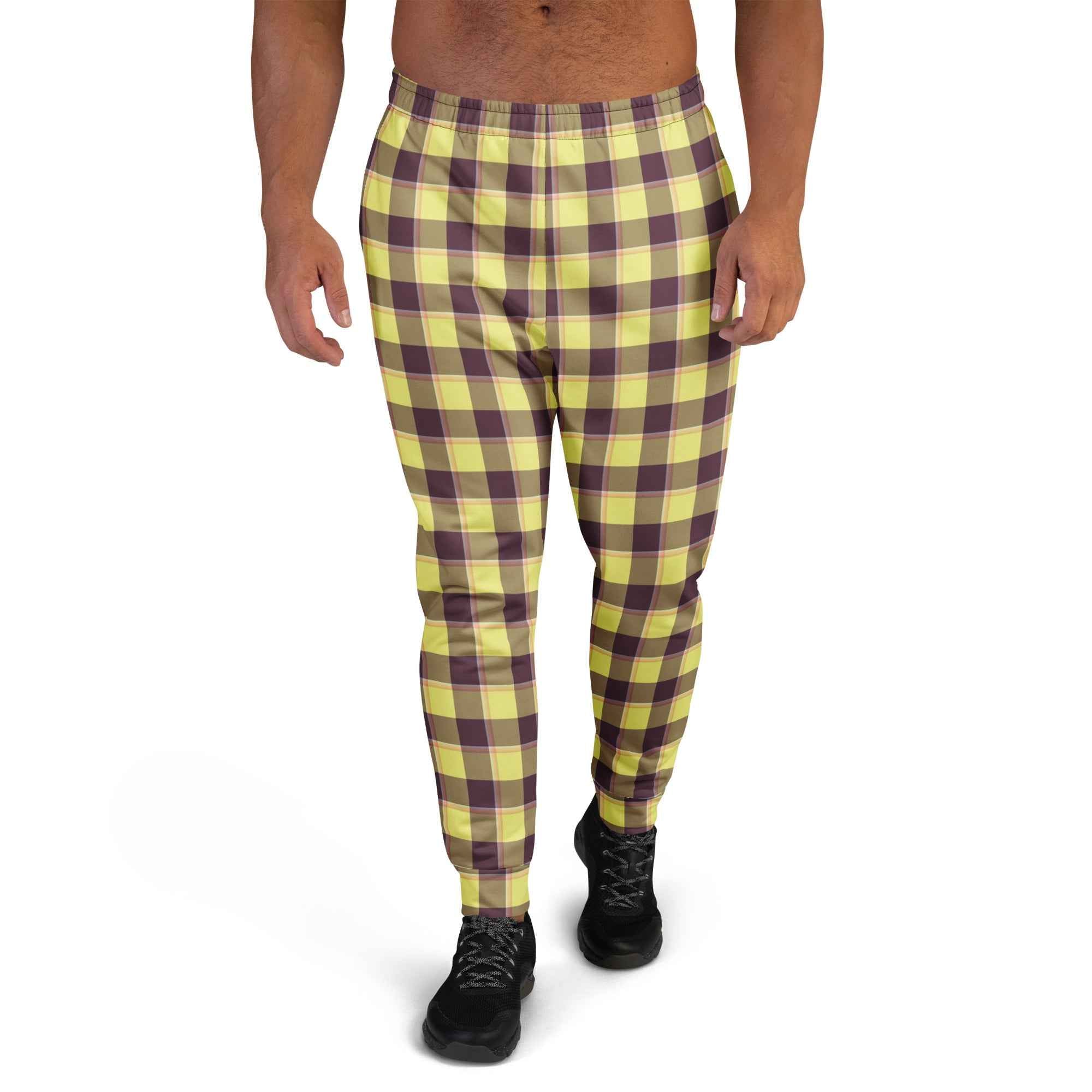 Flax and Livid Brown Plaid Men's Joggers - Scottish Squares