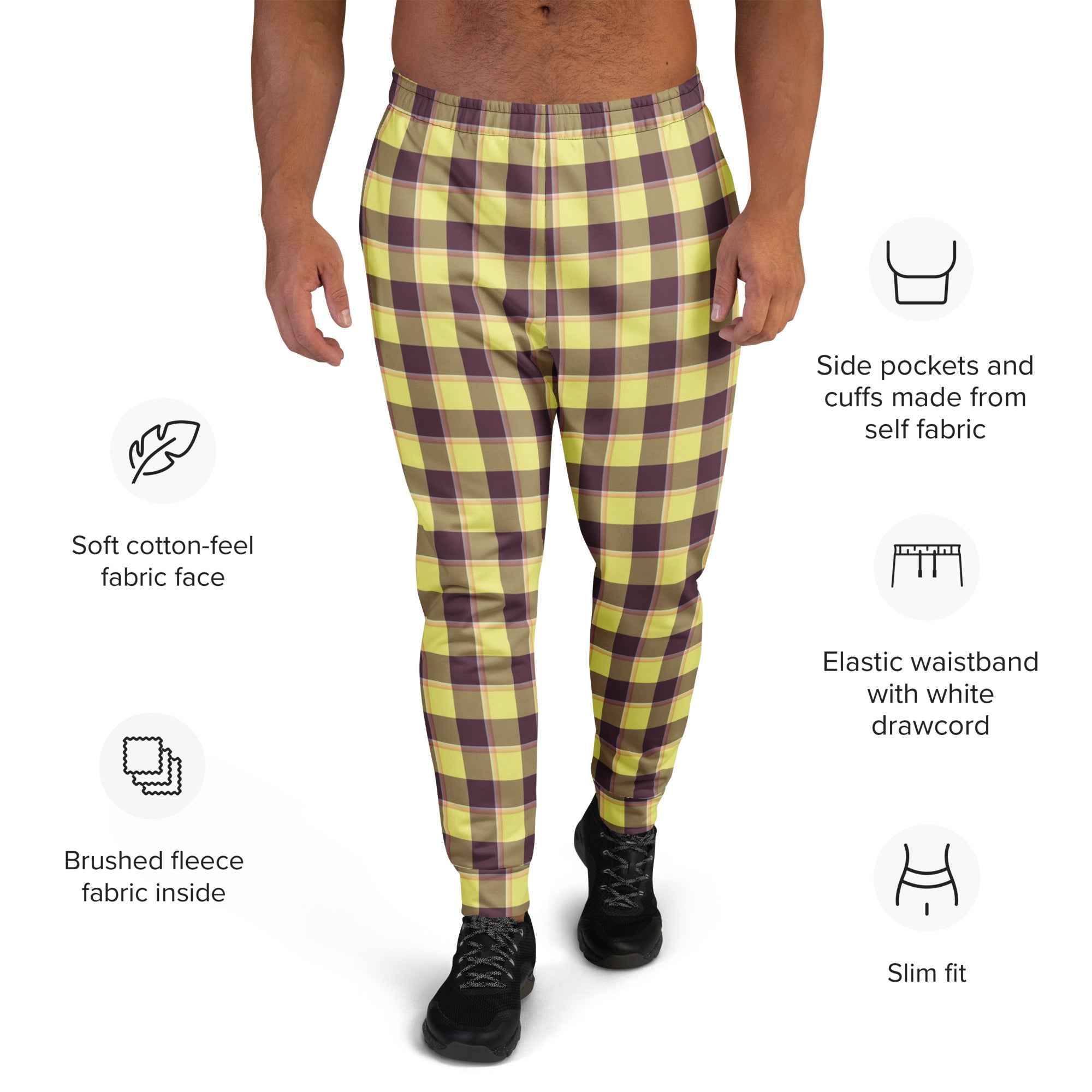 Flax and Livid Brown Plaid Men's Joggers - Scottish Squares