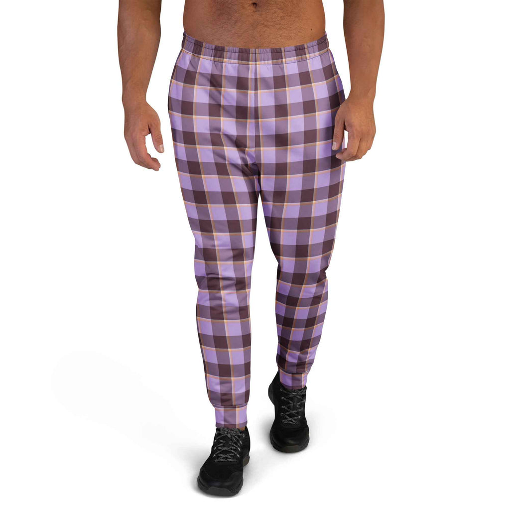 Light Wisteria and Livid Brown Plaid Men's Joggers - Scottish Squares