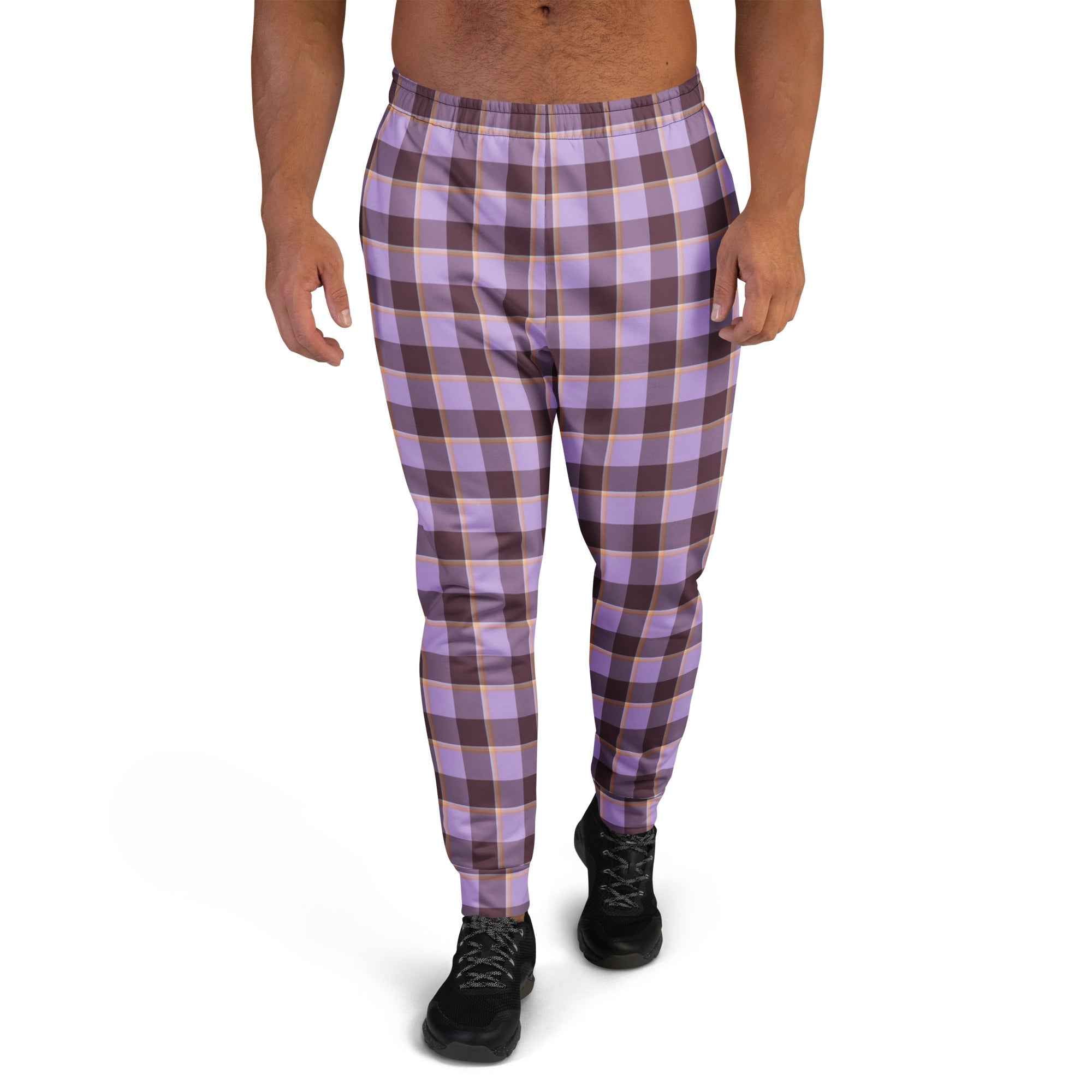 Light Wisteria and Livid Brown Plaid Men's Joggers - Scottish Squares