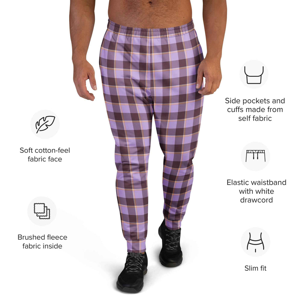Light Wisteria and Livid Brown Plaid Men's Joggers - Scottish Squares