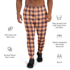 Hit Pink and Livid Brown Plaid Men's Joggers - Scottish Squares
