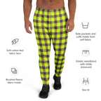 Electric Lime and Livid Brown Plaid Men's Joggers - Scottish Squares