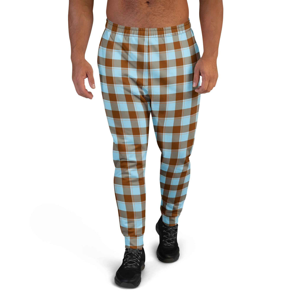 Blizzard Blue and Livid Brown Plaid Men's Joggers - Scottish Squares