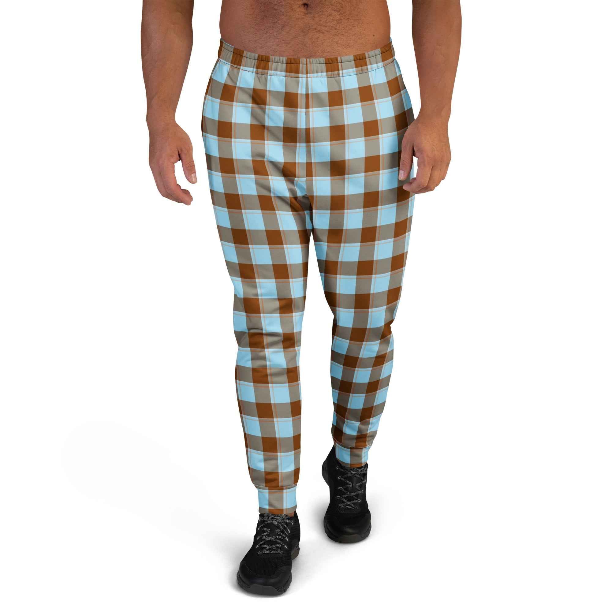 Blizzard Blue and Livid Brown Plaid Men's Joggers - Scottish Squares