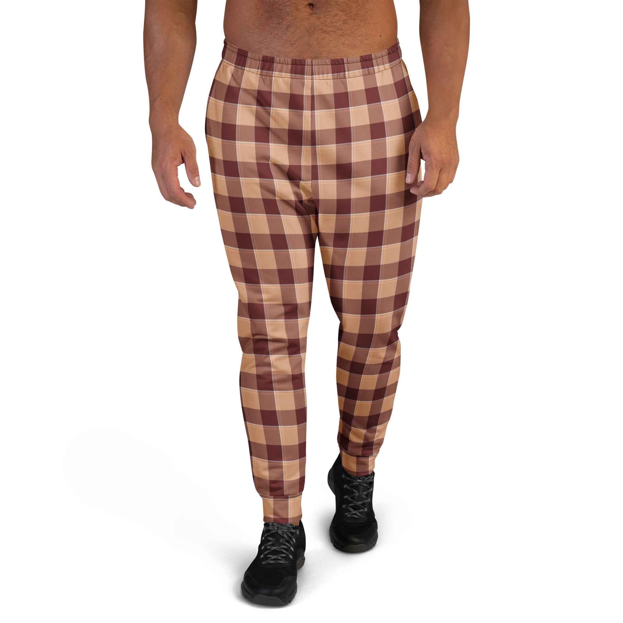 Whiskey and Livid Brown Plaid Men's Joggers - Scottish Squares