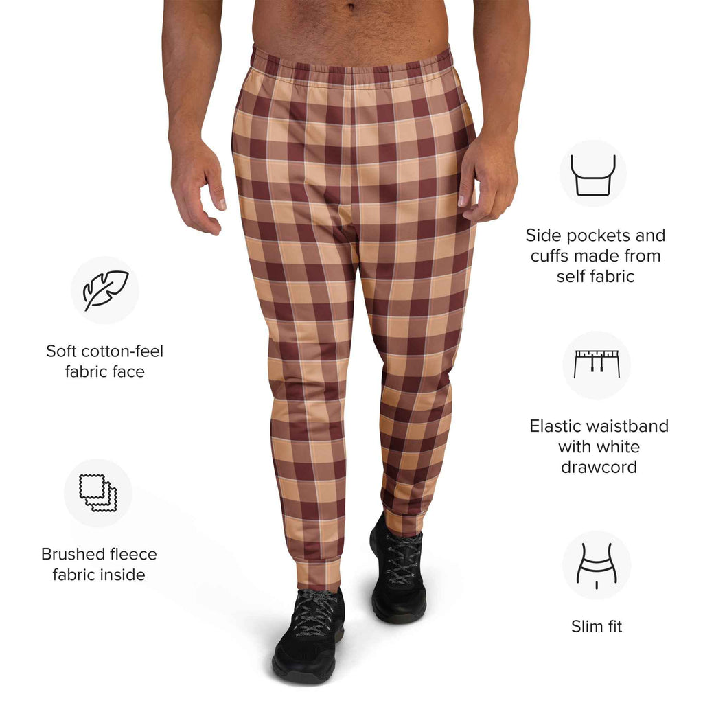 Whiskey and Livid Brown Plaid Men's Joggers - Scottish Squares
