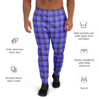 Cornflower Blue and Livid Brown Plaid Men's Joggers - Scottish Squares