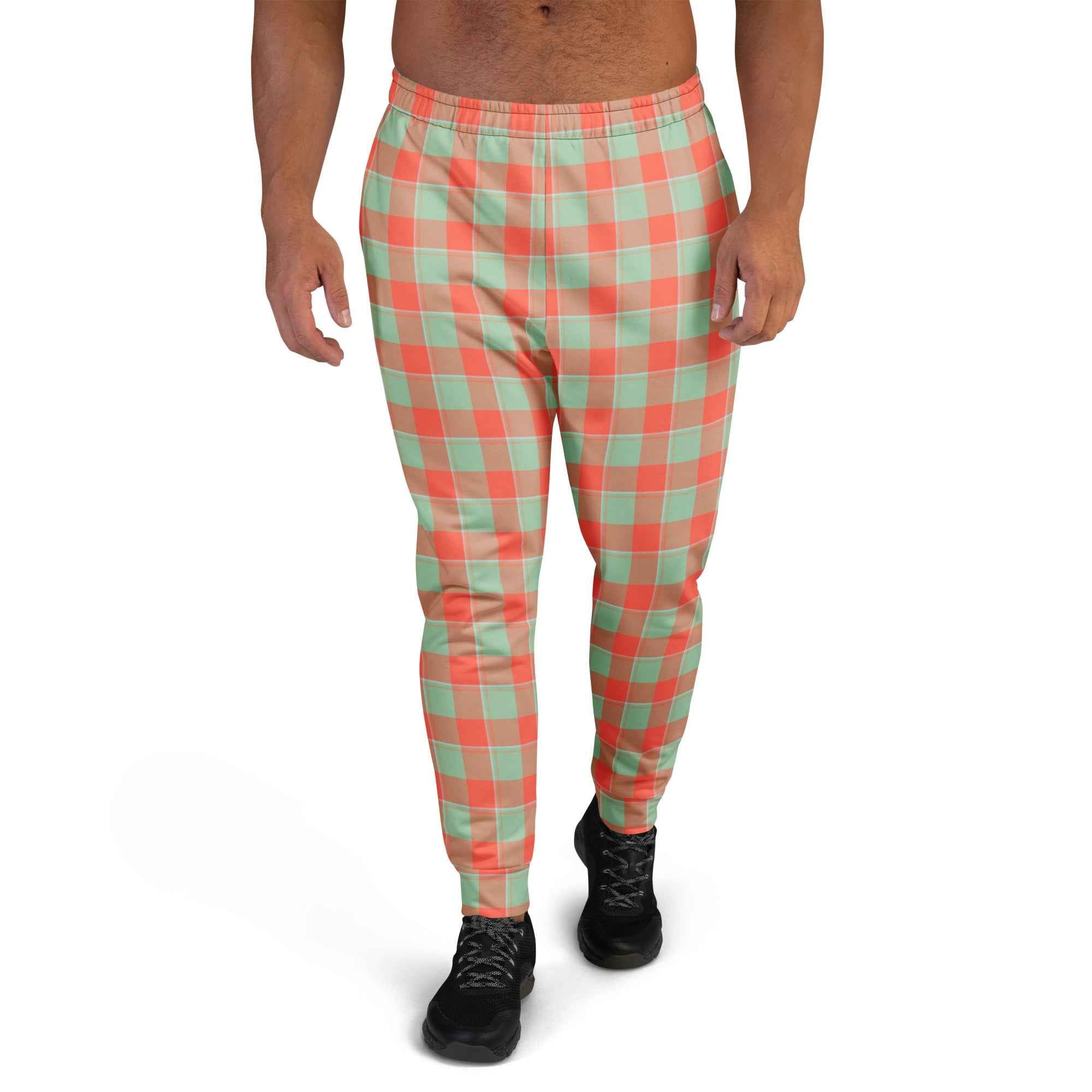 Spring Rain and Persimmon Plaid Men's Joggers - Scottish Squares