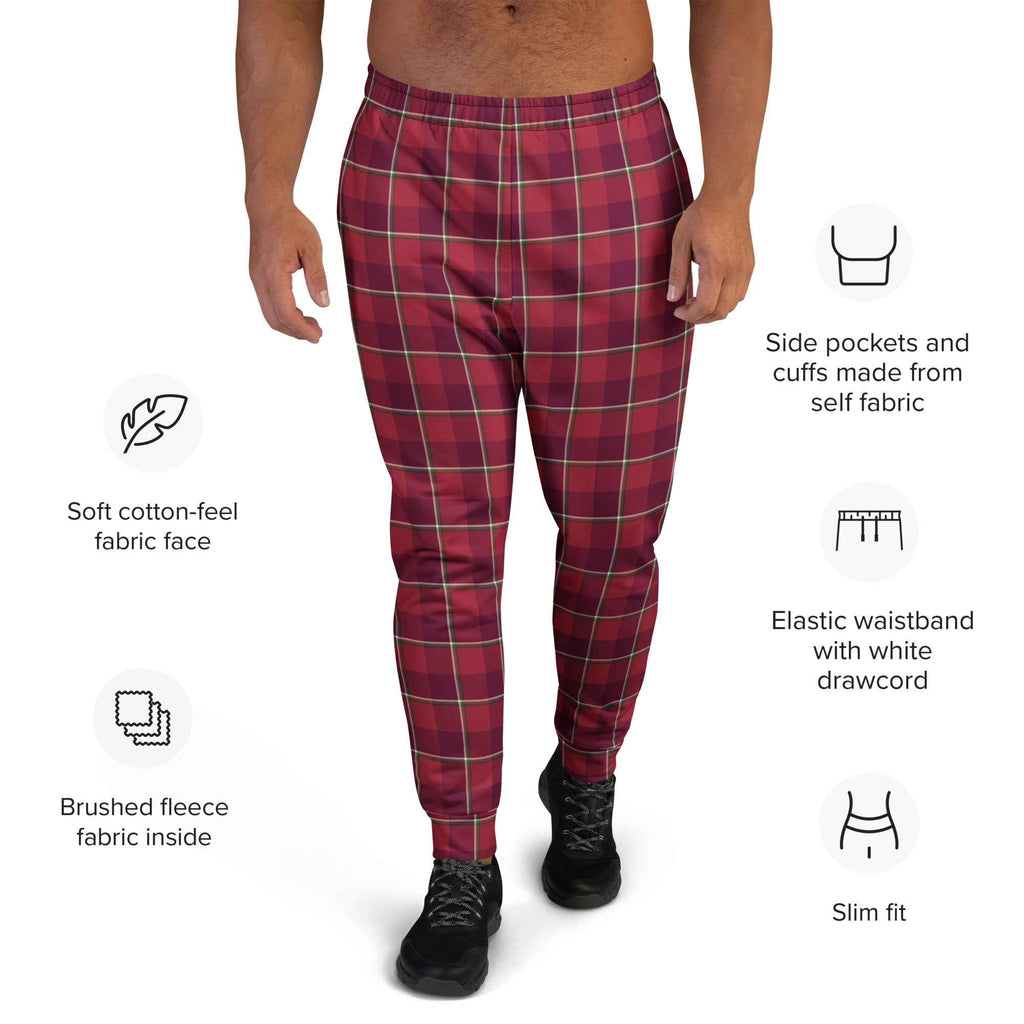 Old Brick and Cab Sav Plaid Men's Joggers - Scottish Squares