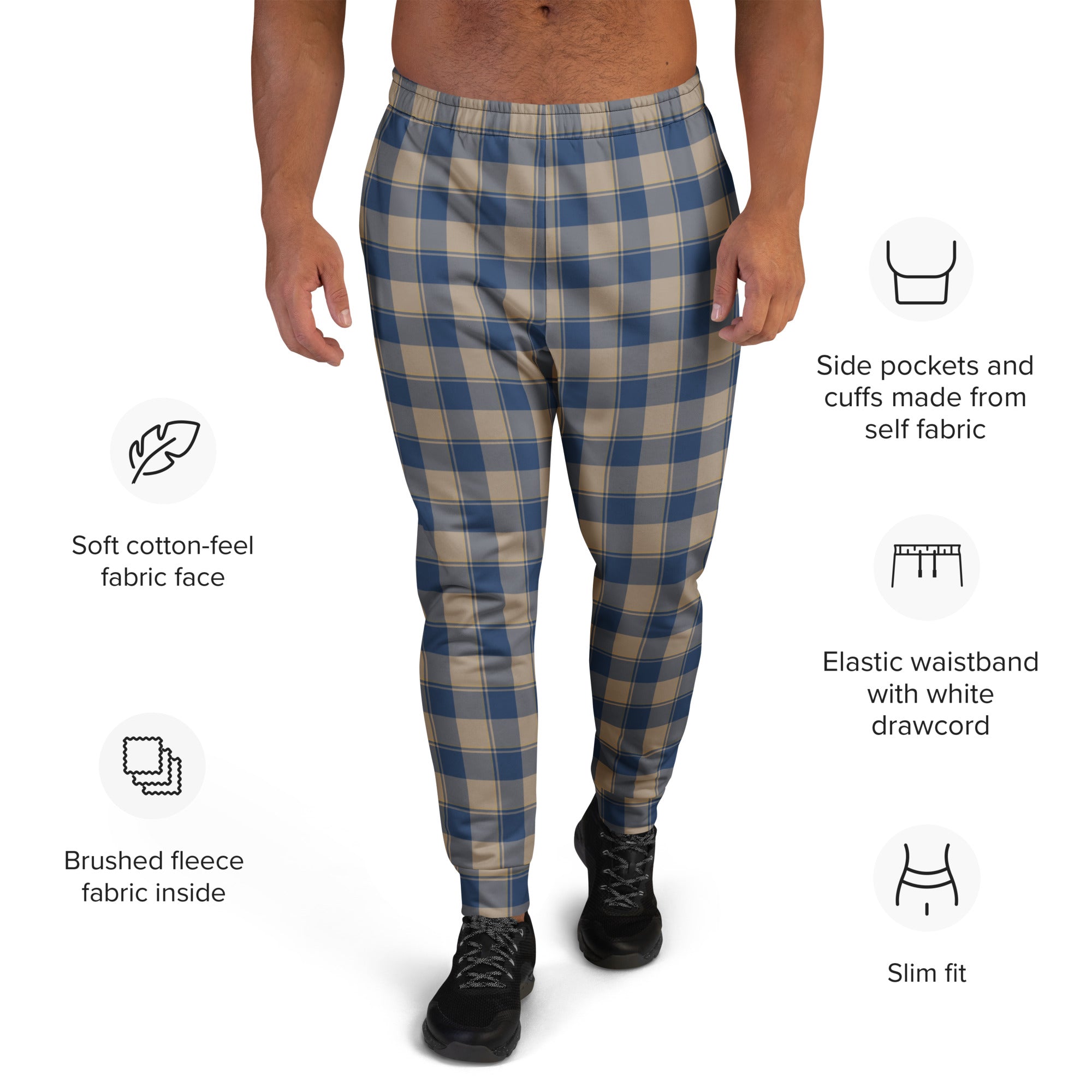 Cello and Donkey Brown Plaid Men's Joggers - Scottish Squares