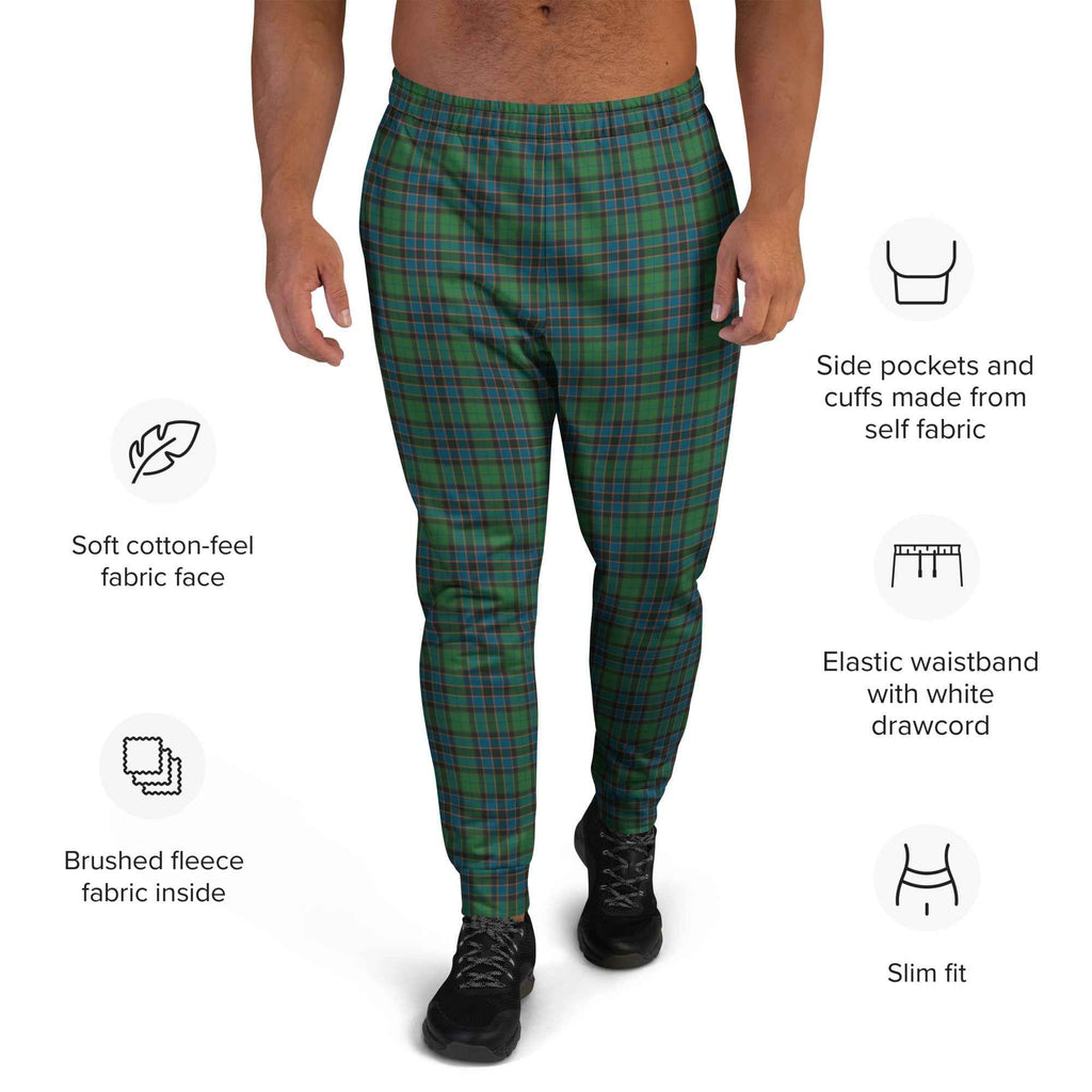 Men's Joggers Green Blue Orange Plaid Tartan