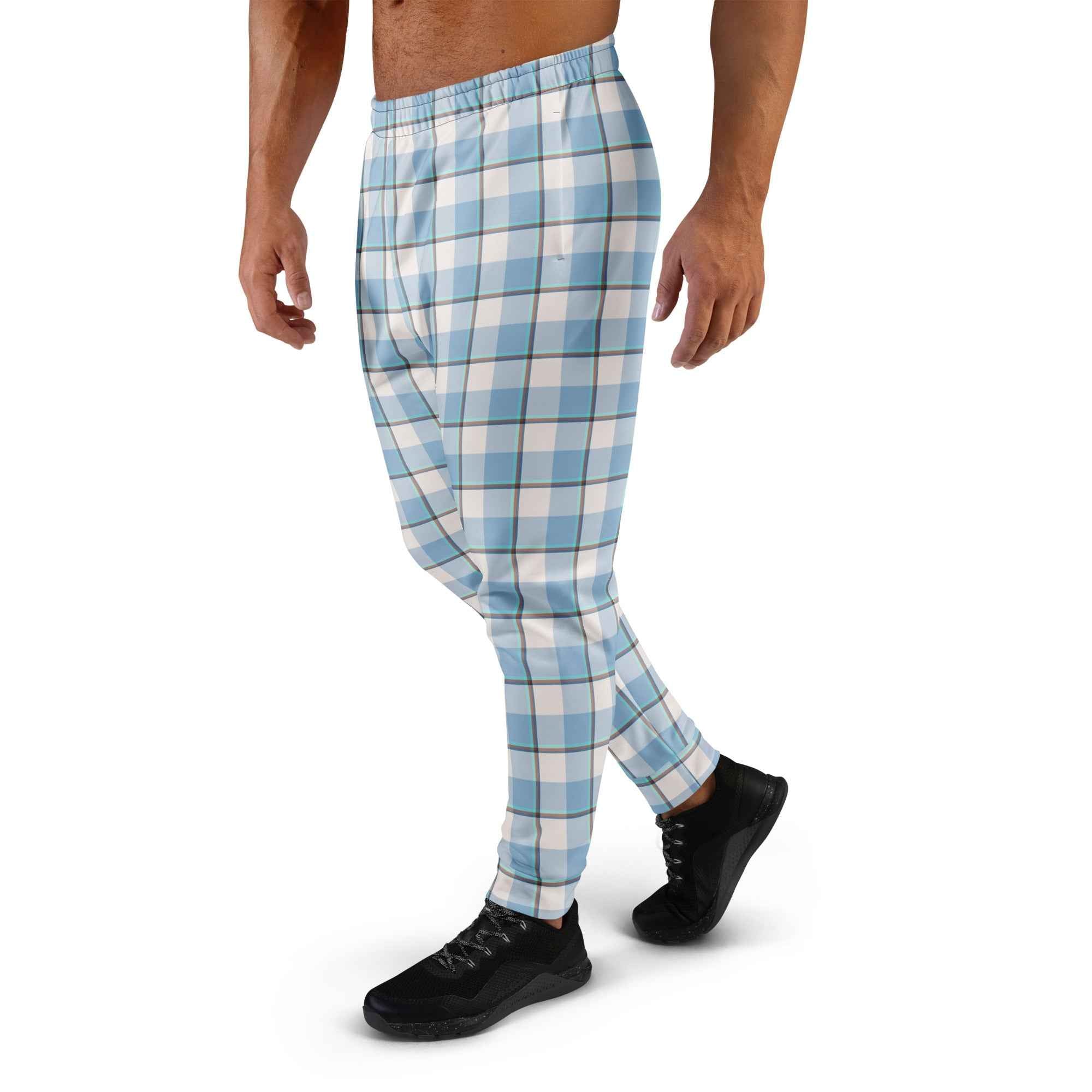 Pink Cloud and Blue Lagoon Plaid Men's Joggers - Scottish Squares