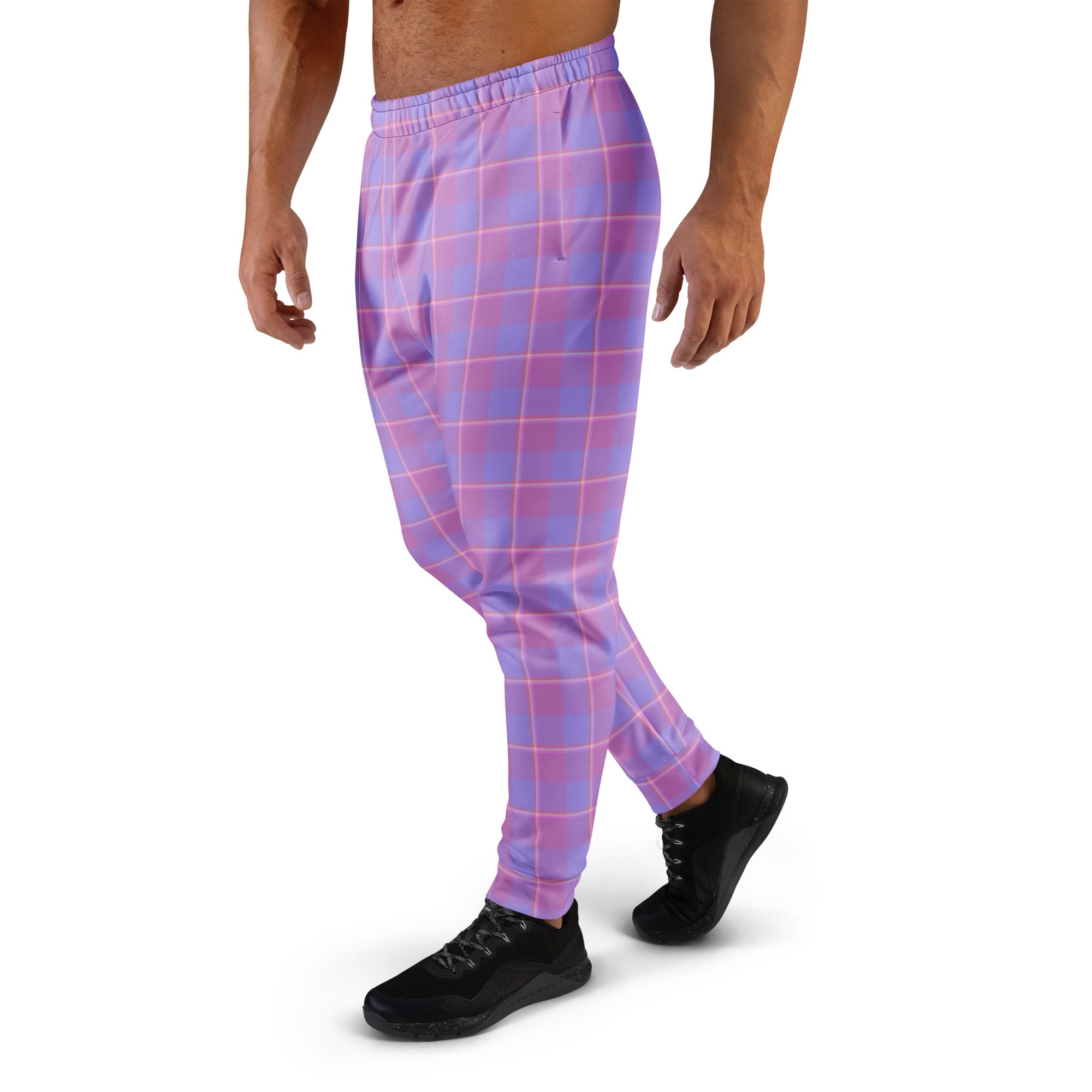 Viola and Dull Lavender Plaid Men's Joggers - Scottish Squares