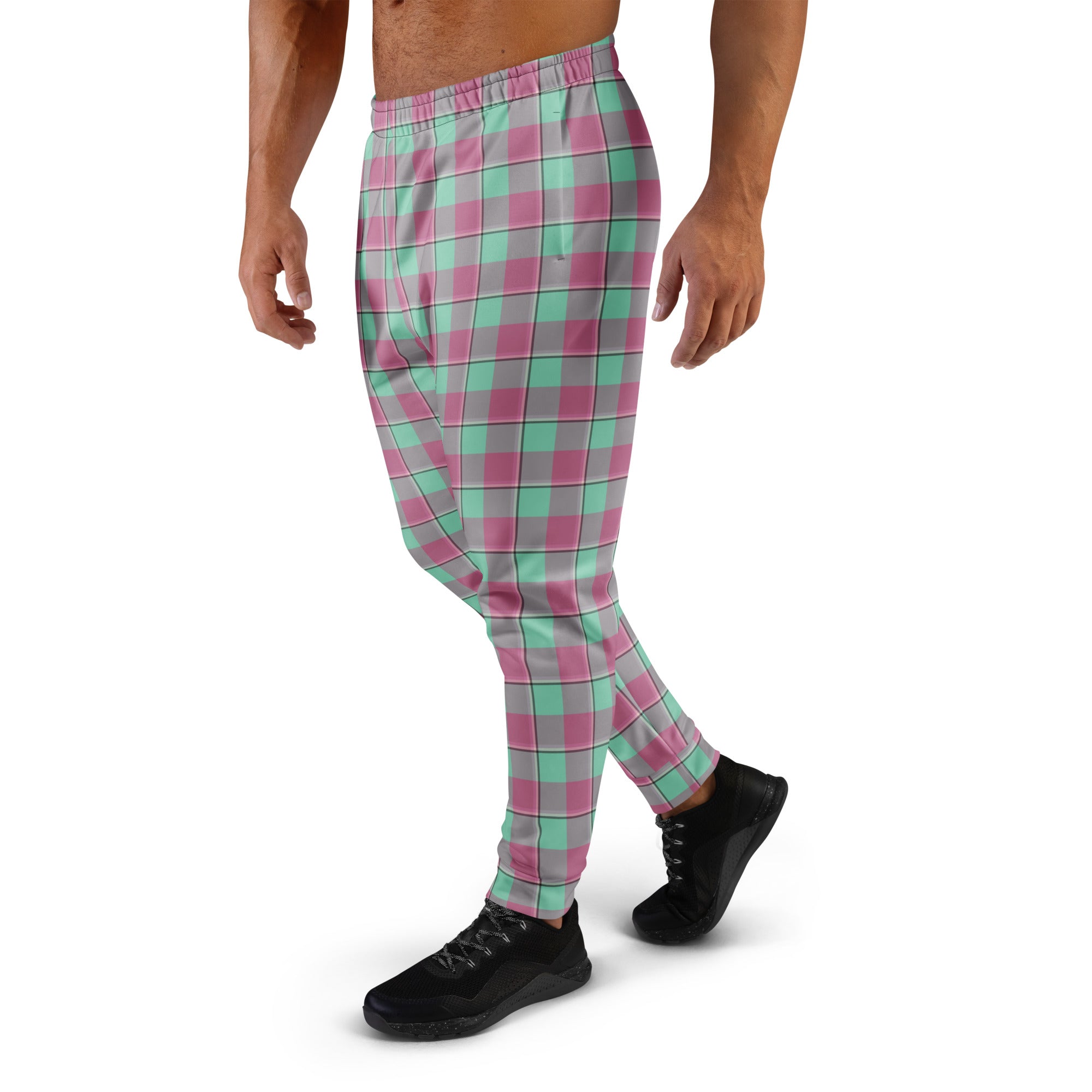 Vista Blue and Turkish Rose Plaid Men's Joggers - Scottish Squares