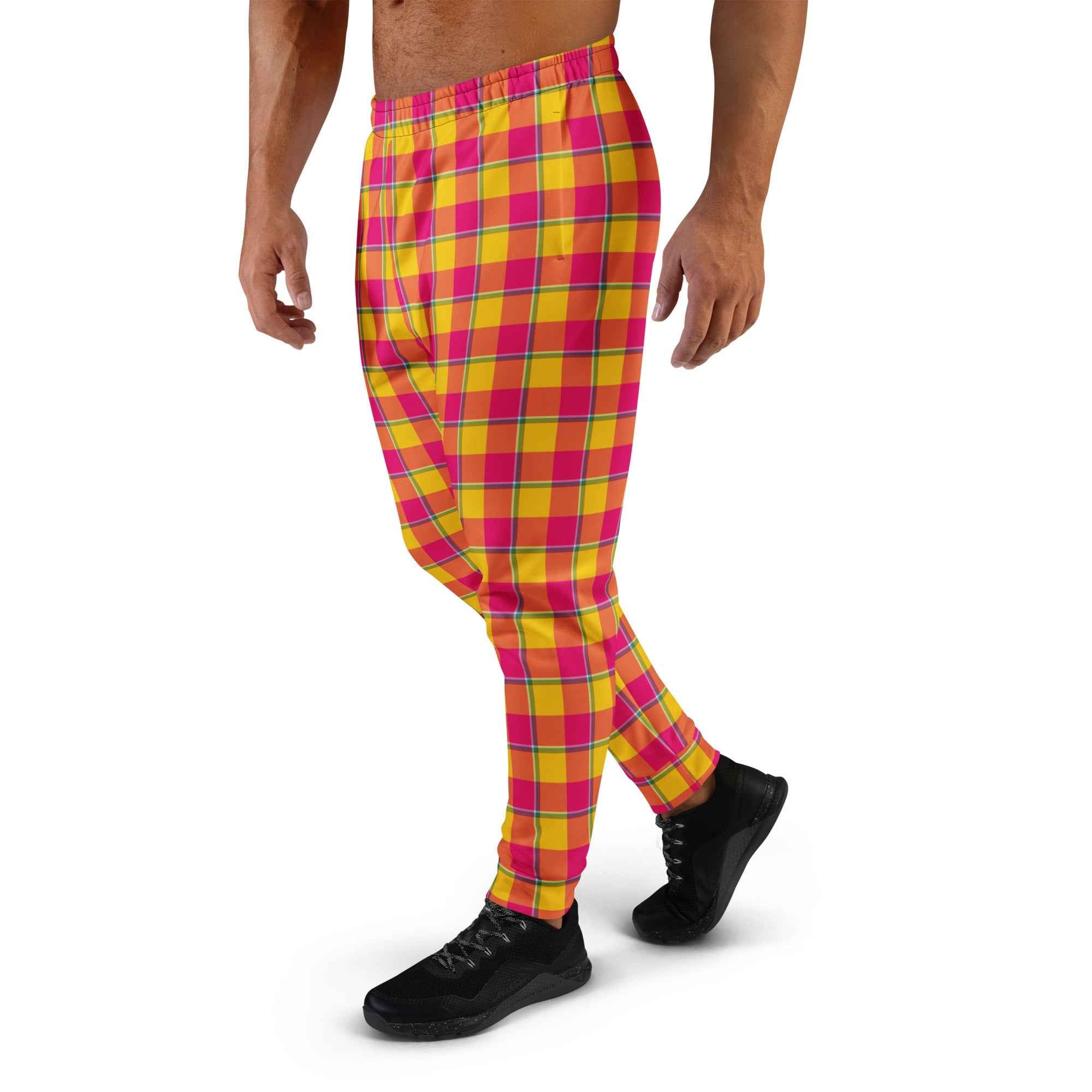 Corn and Razzmatazz Plaid Men's Joggers - Scottish Squares