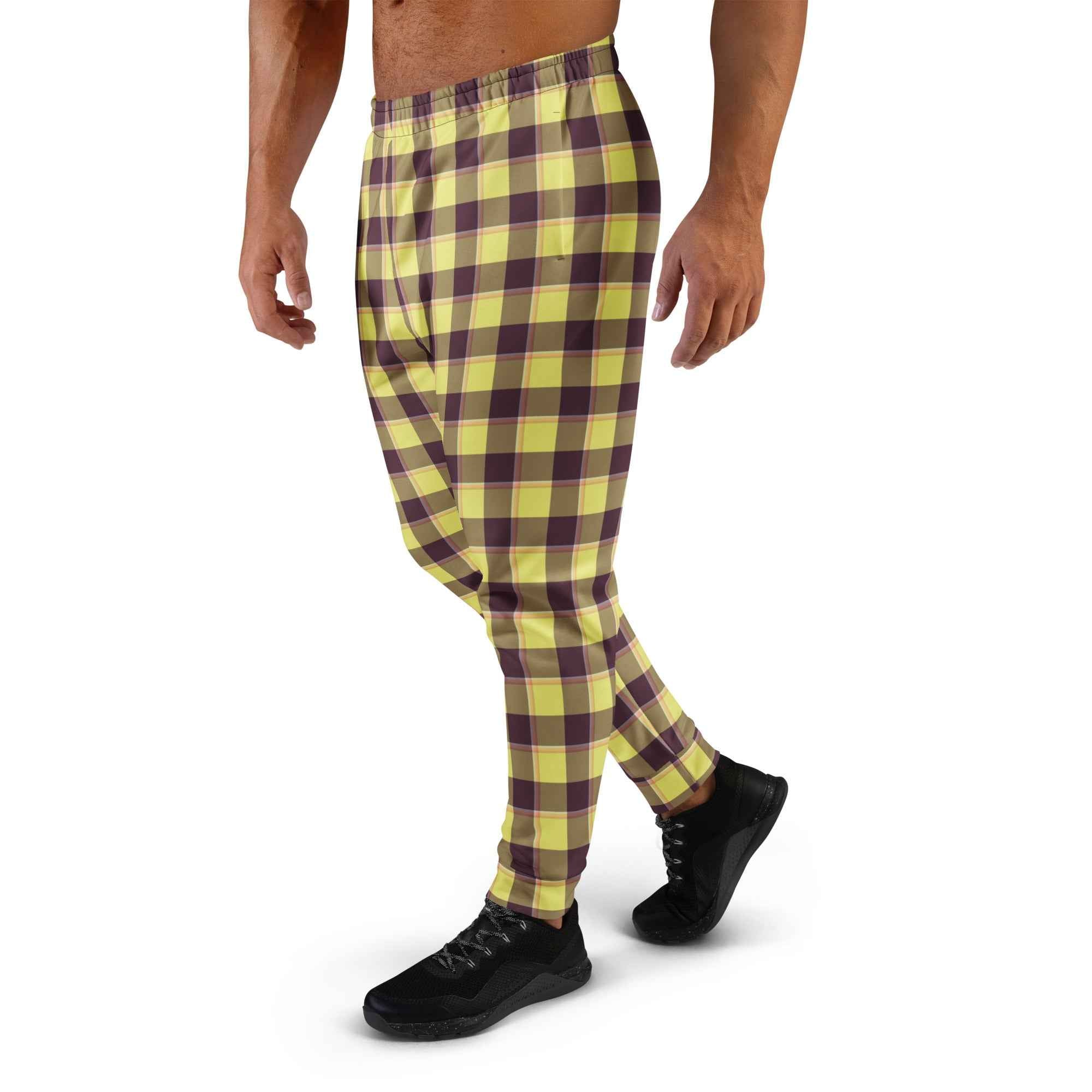 Flax and Livid Brown Plaid Men's Joggers - Scottish Squares