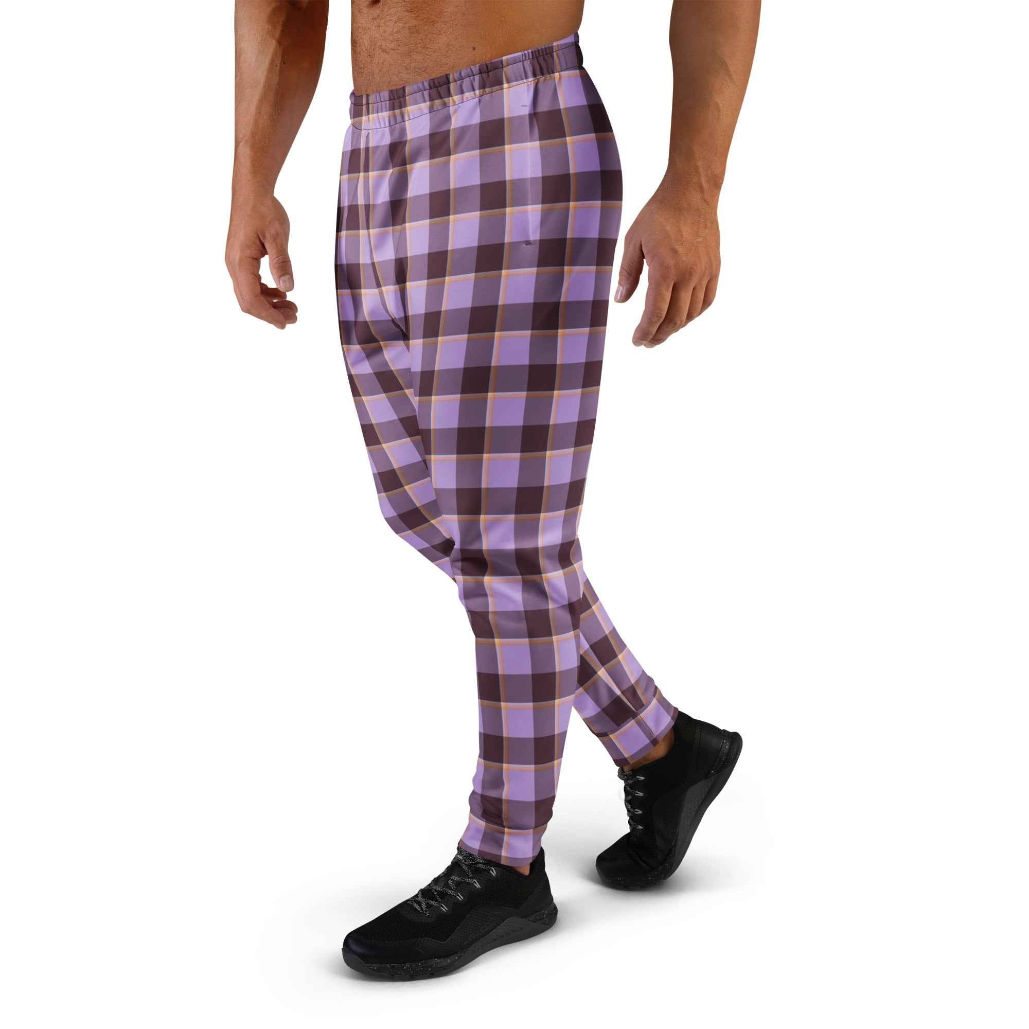 Light Wisteria and Livid Brown Plaid Men's Joggers - Scottish Squares