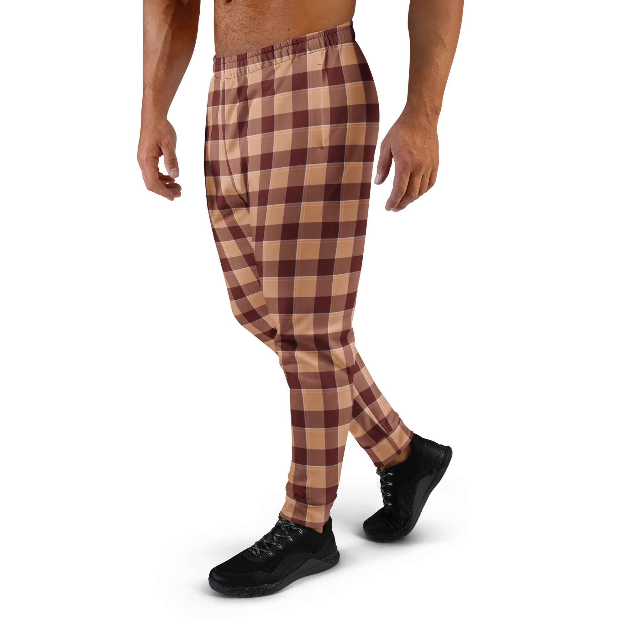 Whiskey and Livid Brown Plaid Men's Joggers - Scottish Squares