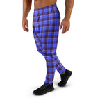 Cornflower Blue and Livid Brown Plaid Men's Joggers - Scottish Squares