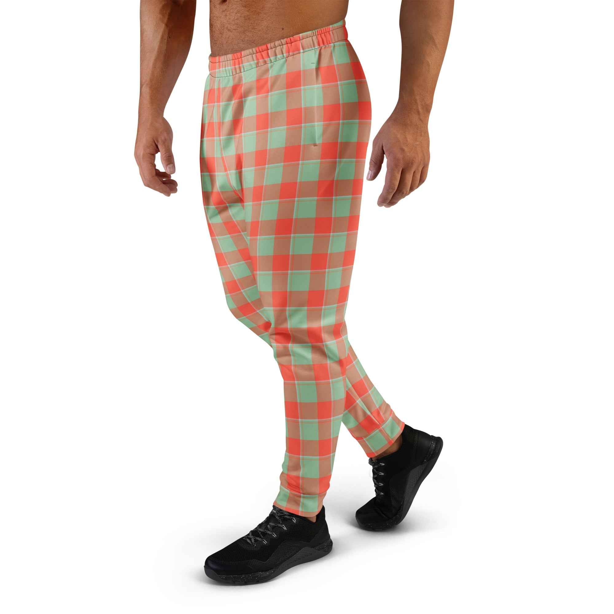 Spring Rain and Persimmon Plaid Men's Joggers - Scottish Squares