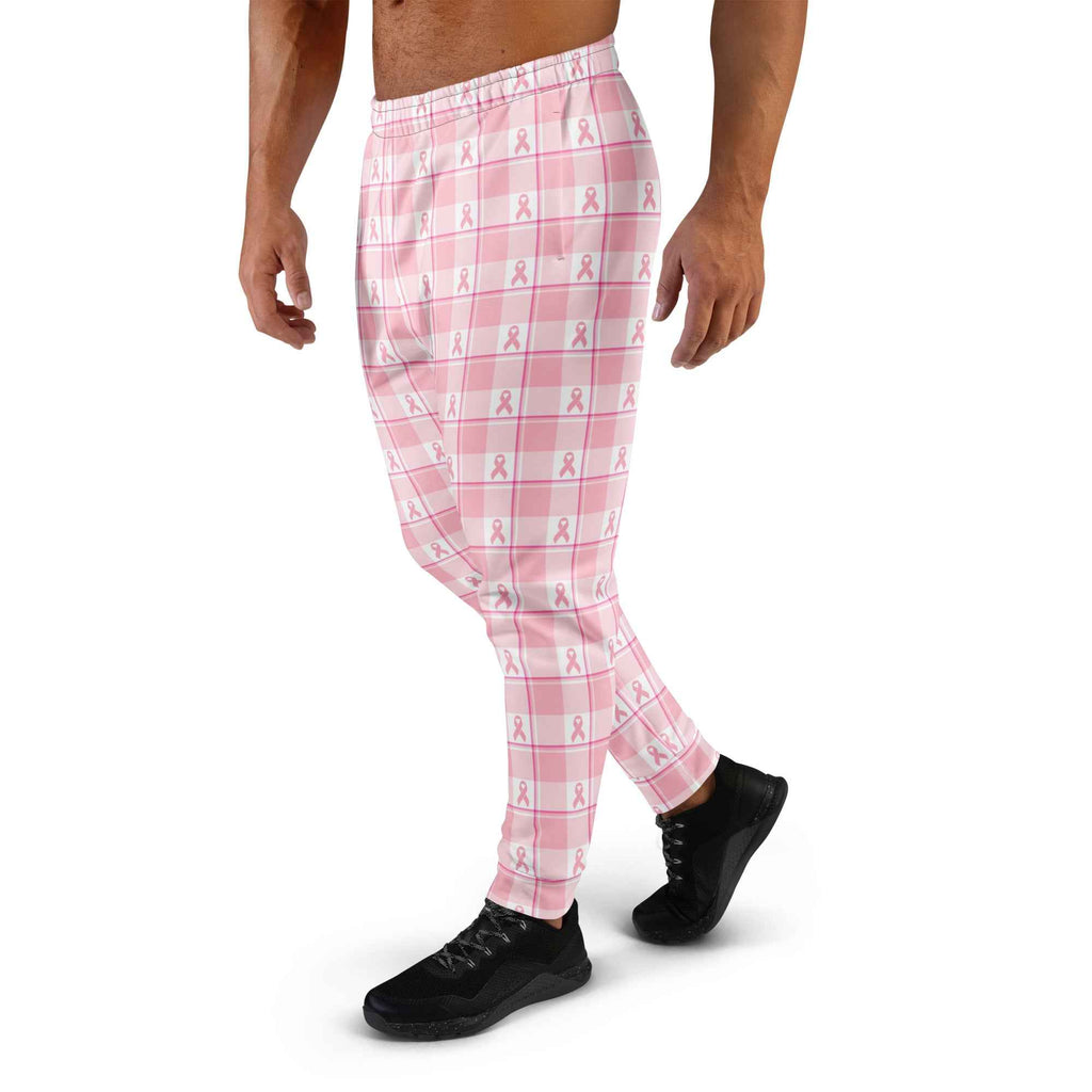 Men's Joggers Breast Cancer Awareness Plaid - Scottish Squares