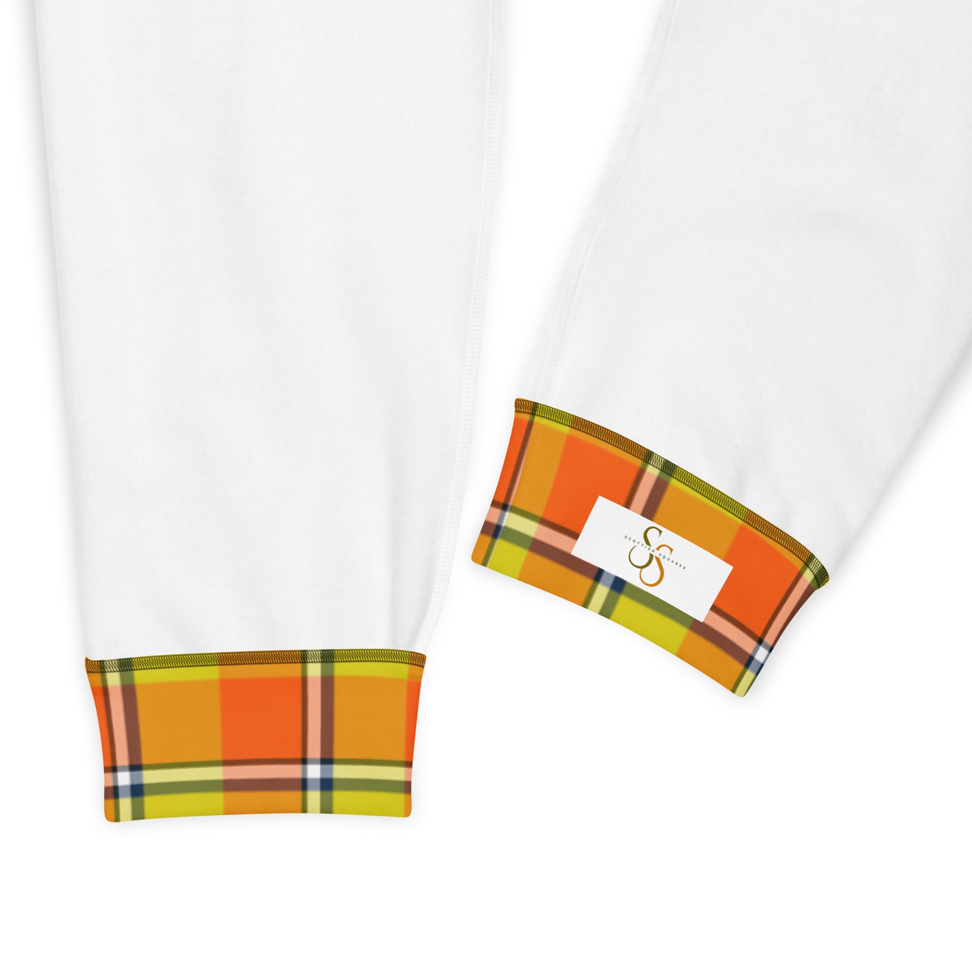 Blaze Orange and Bird Flower Plaid Men's Joggers - Scottish Squares