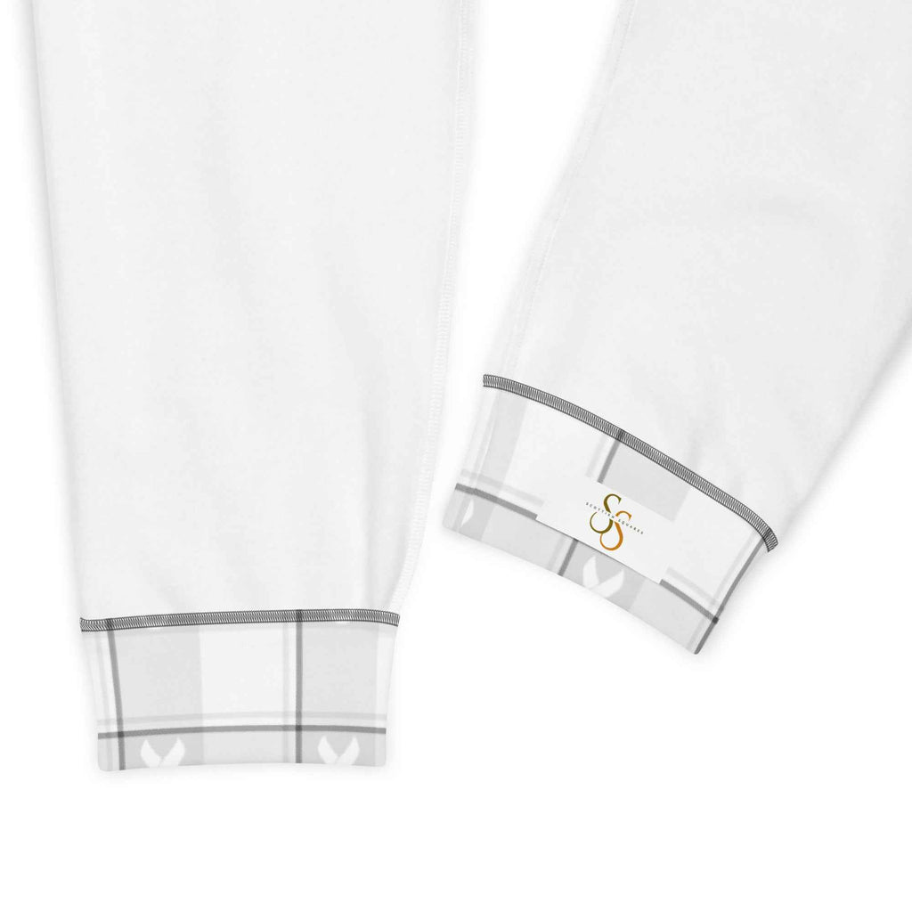 Men's Joggers Lung Cancer Awareness Plaid, White Ribbon, Supportive Gift - Scottish Squares