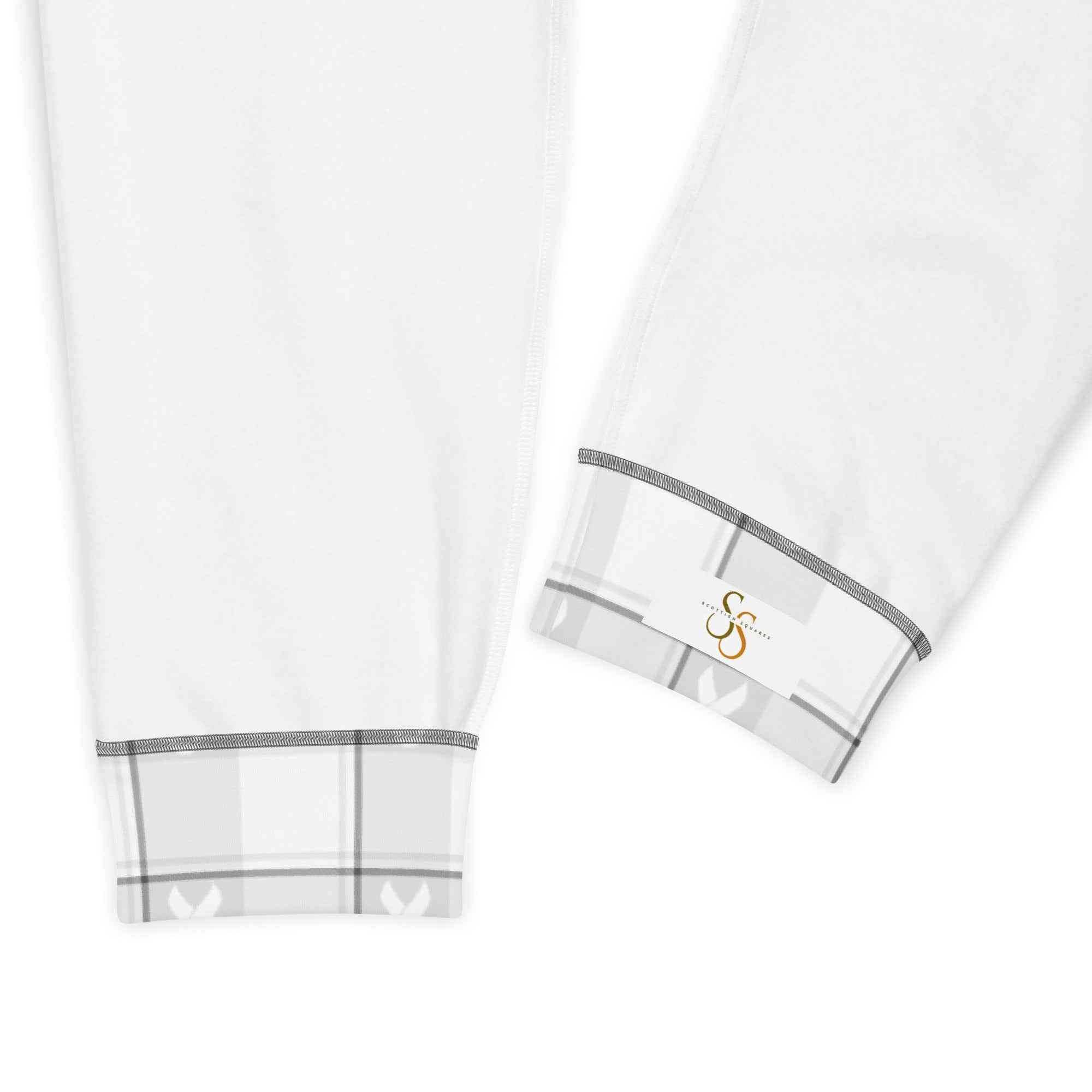 Men's Joggers Lung Cancer Awareness Plaid, White Ribbon, Supportive Gift - Scottish Squares