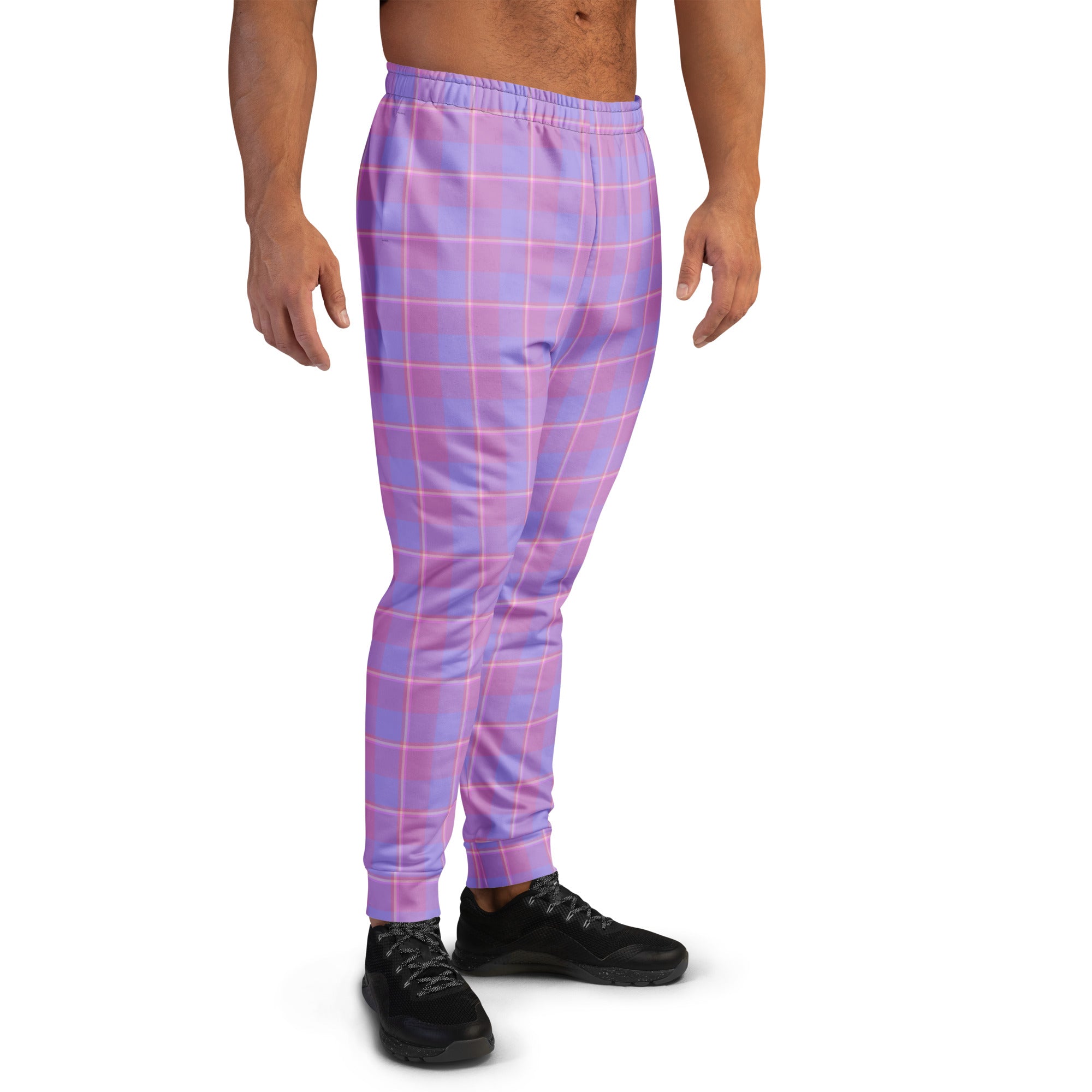 Viola and Dull Lavender Plaid Men's Joggers - Scottish Squares