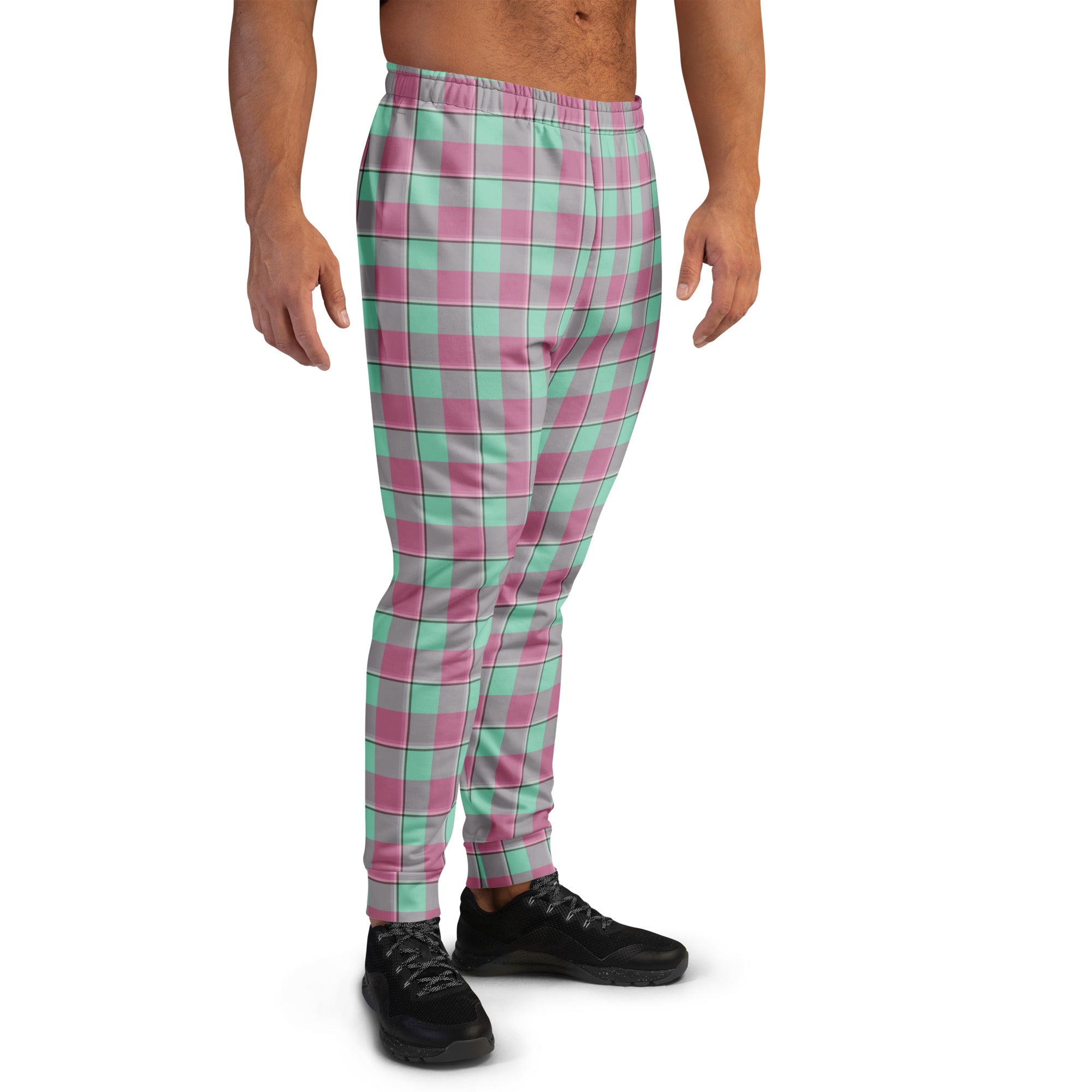 Vista Blue and Turkish Rose Plaid Men's Joggers - Scottish Squares