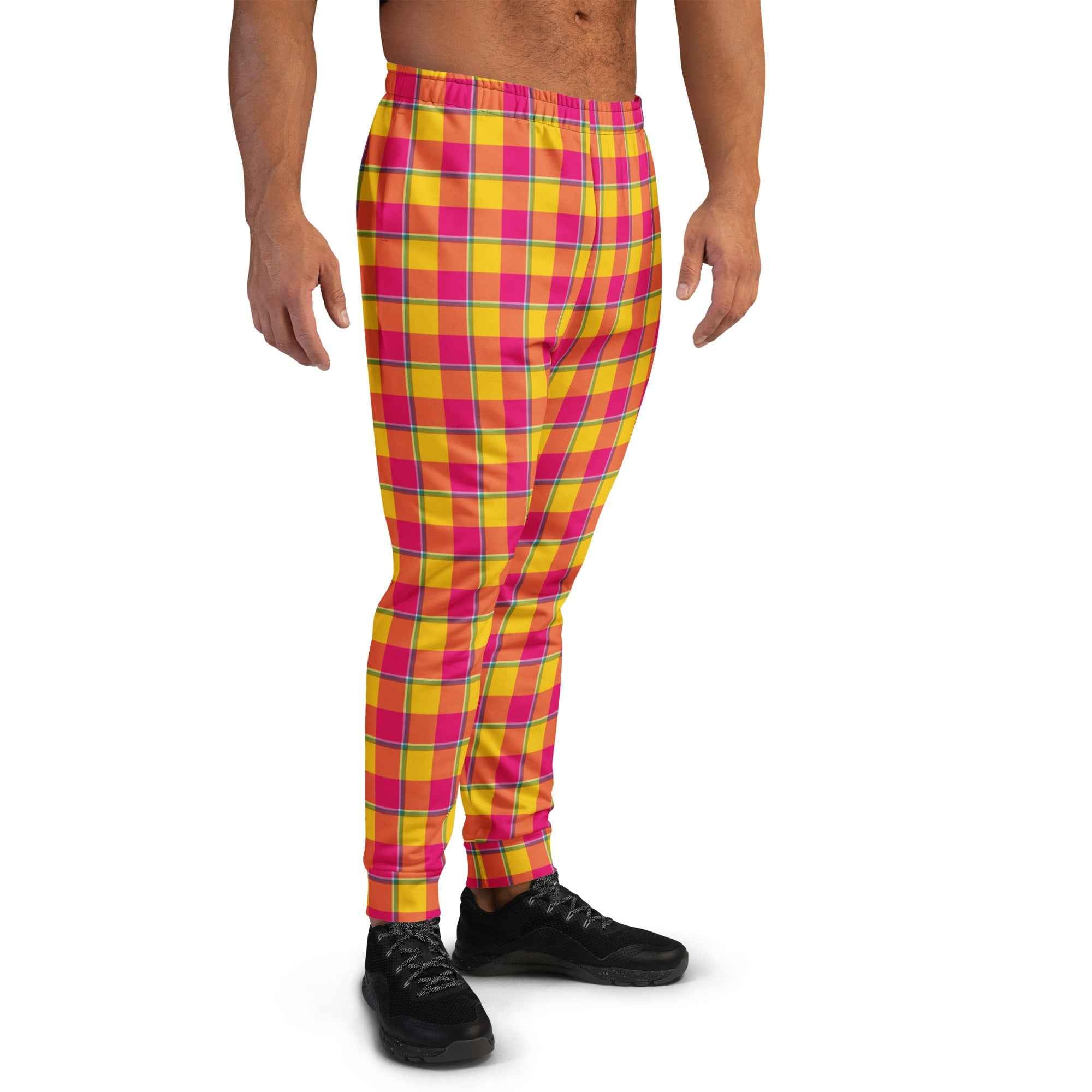 Corn and Razzmatazz Plaid Men's Joggers - Scottish Squares
