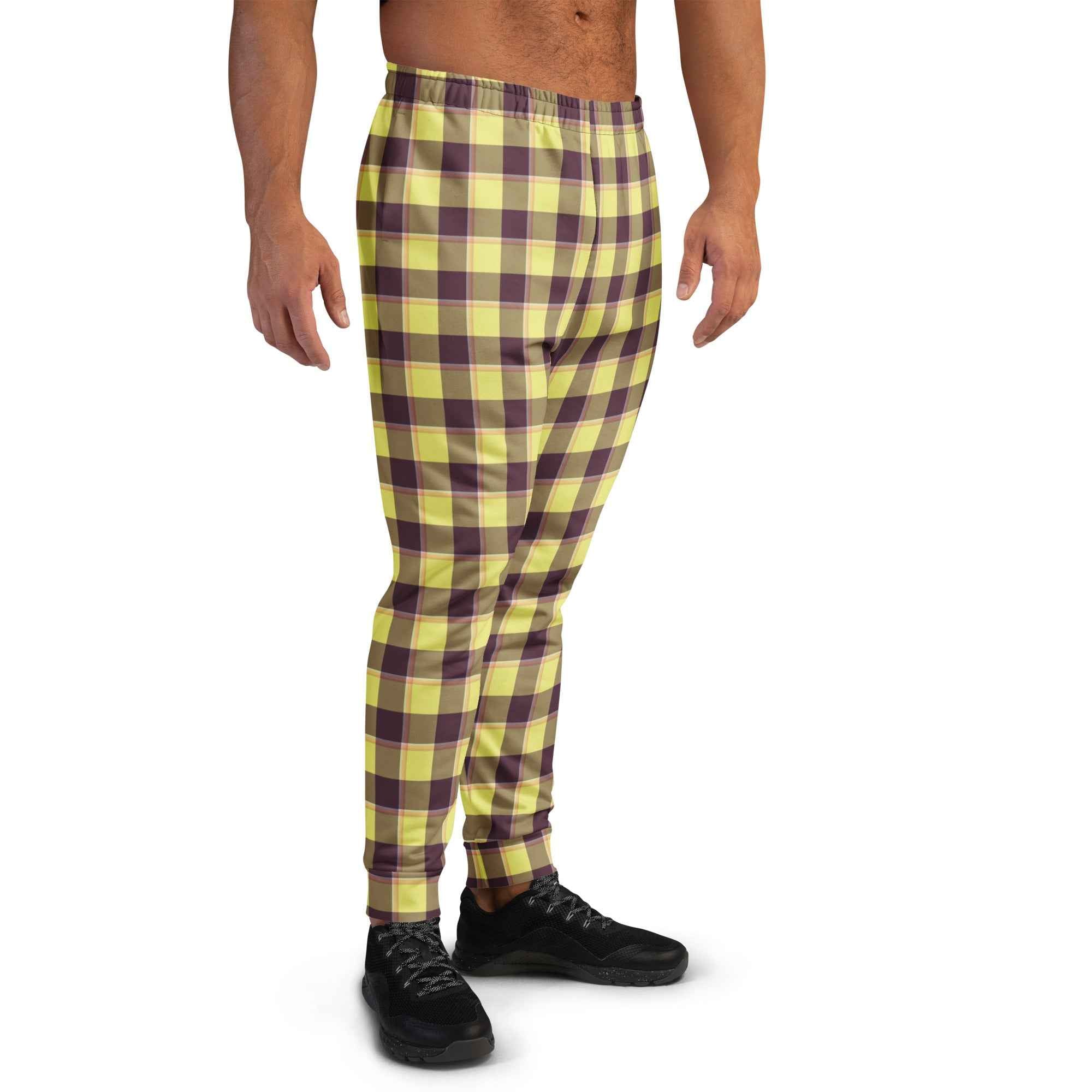Flax and Livid Brown Plaid Men's Joggers - Scottish Squares