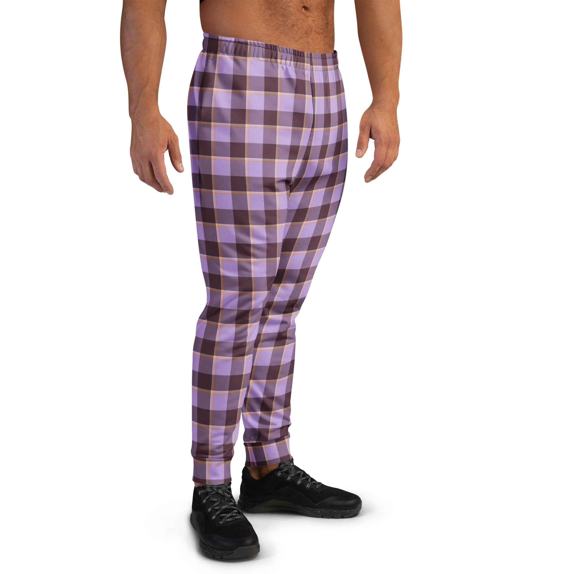 Light Wisteria and Livid Brown Plaid Men's Joggers - Scottish Squares