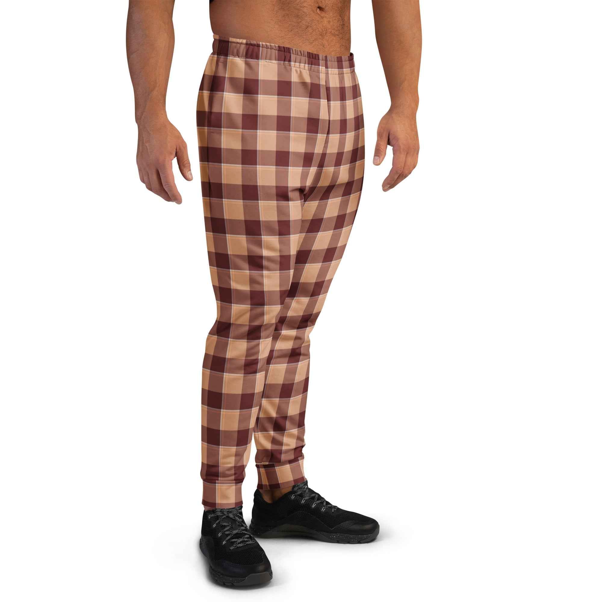 Whiskey and Livid Brown Plaid Men's Joggers - Scottish Squares