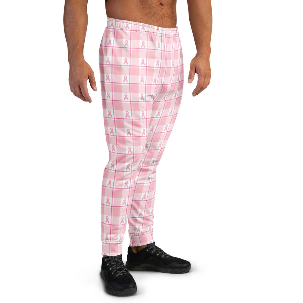 Men's Joggers Breast Cancer Awareness Plaid - Scottish Squares