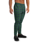Men's Joggers Green Blue Orange Plaid Tartan