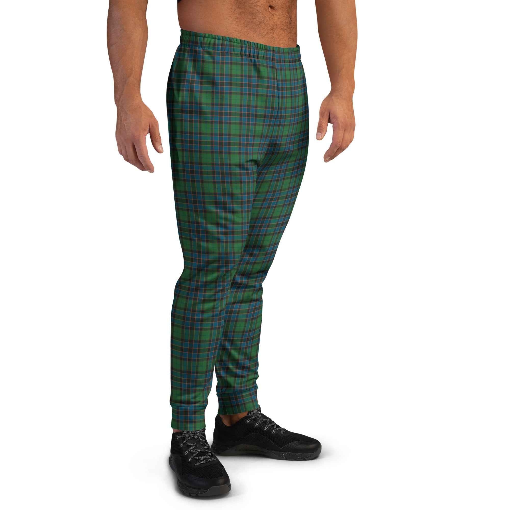Men's Joggers Green Blue Orange Plaid Tartan