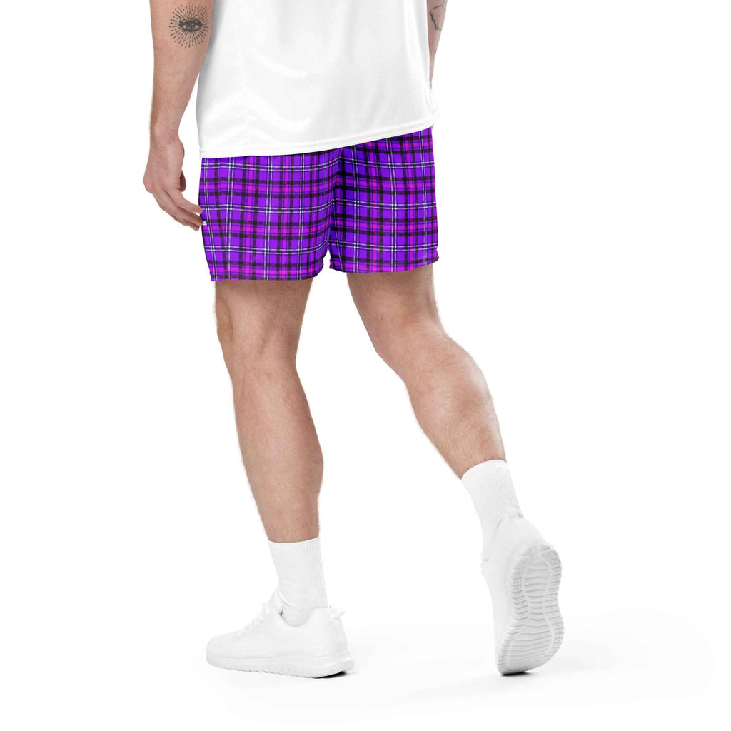 Electric Violet and Fuchsia Plaid Unisex Mesh Shorts - Scottish Squares