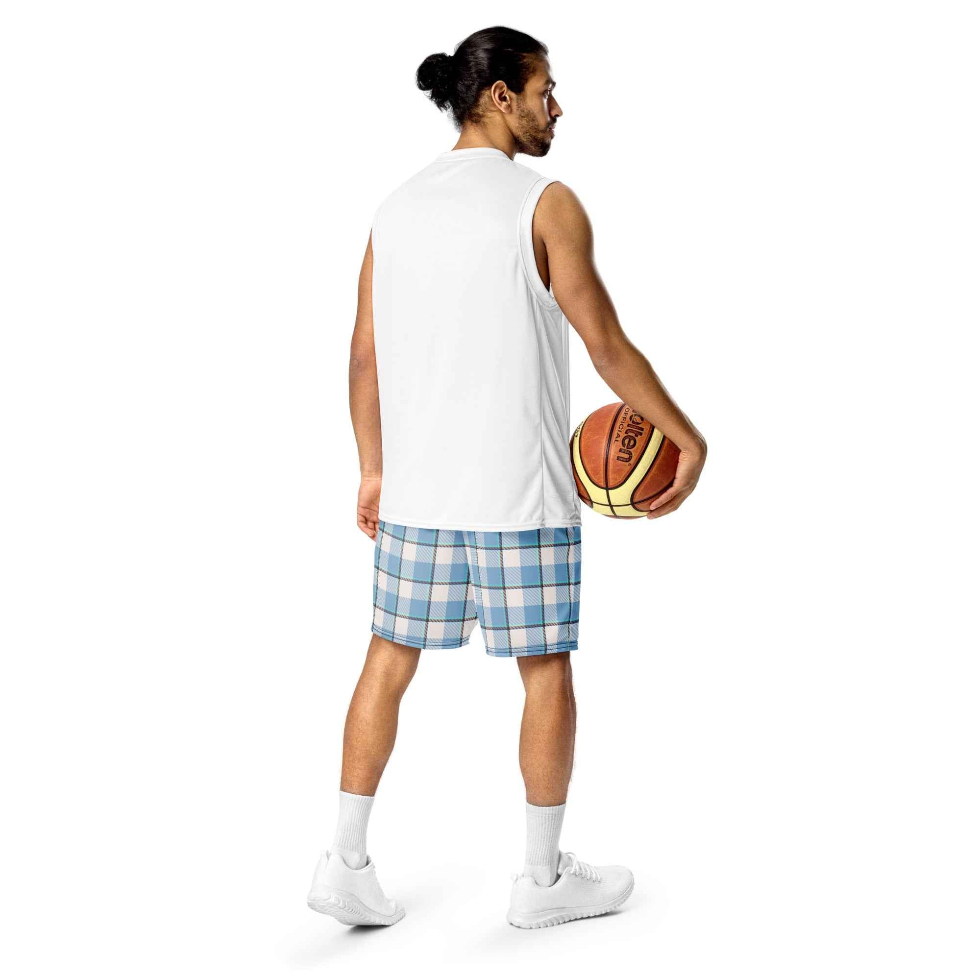 Pink Cloud and Blue Lagoon Plaid Unisex Mesh Shorts - Scottish Squares