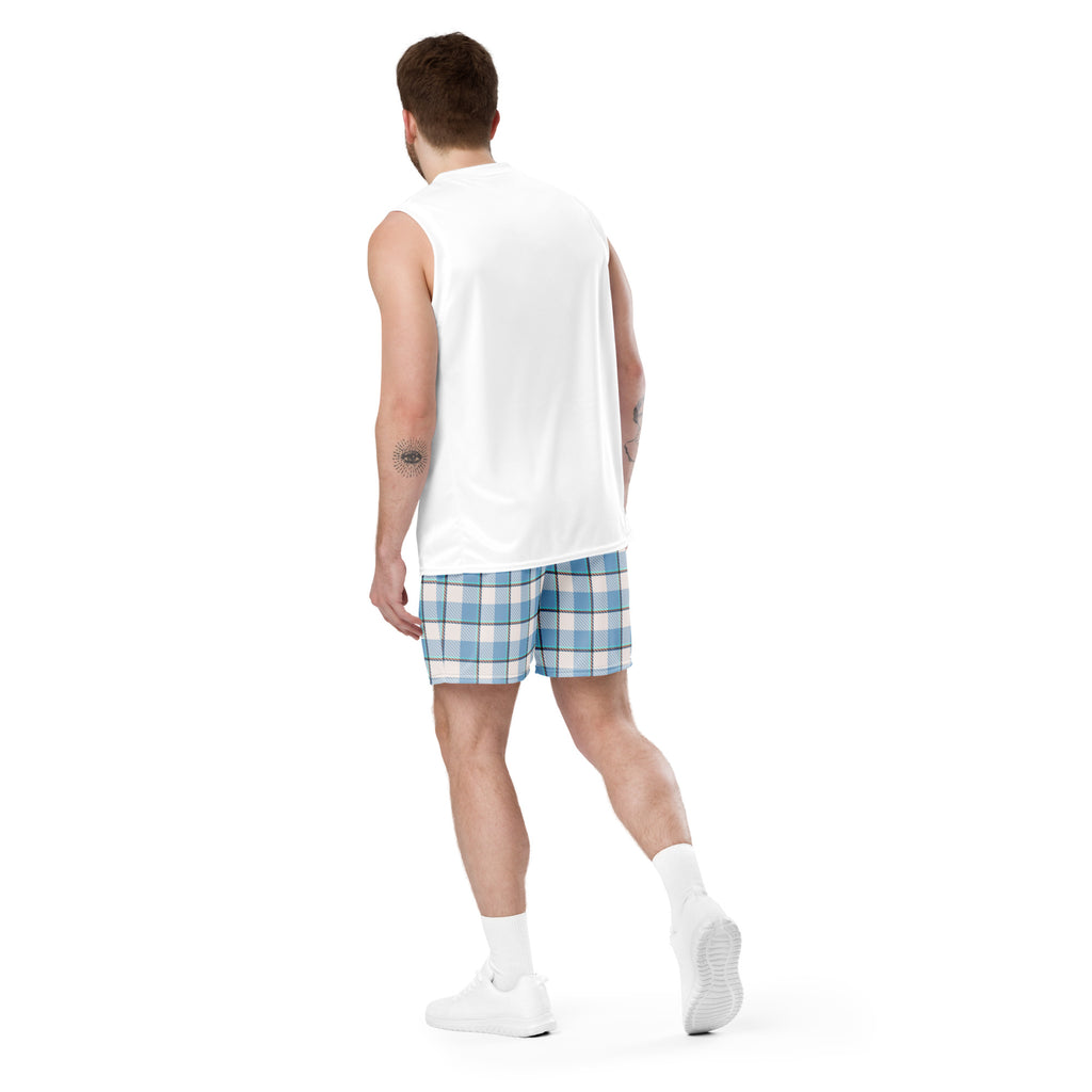 Pink Cloud and Blue Lagoon Plaid Unisex Mesh Shorts - Scottish Squares