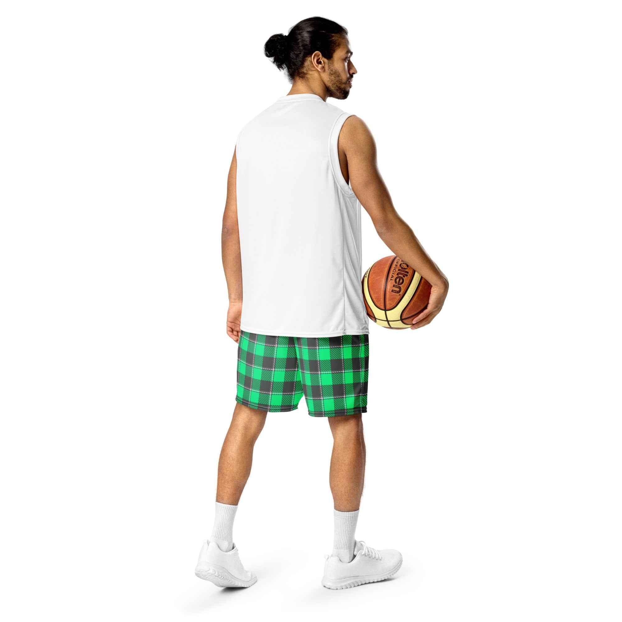 Spring Green and Finlandia Plaid Unisex Mesh Shorts - Scottish Squares