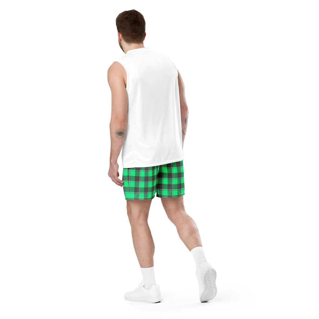 Spring Green and Finlandia Plaid Unisex Mesh Shorts - Scottish Squares