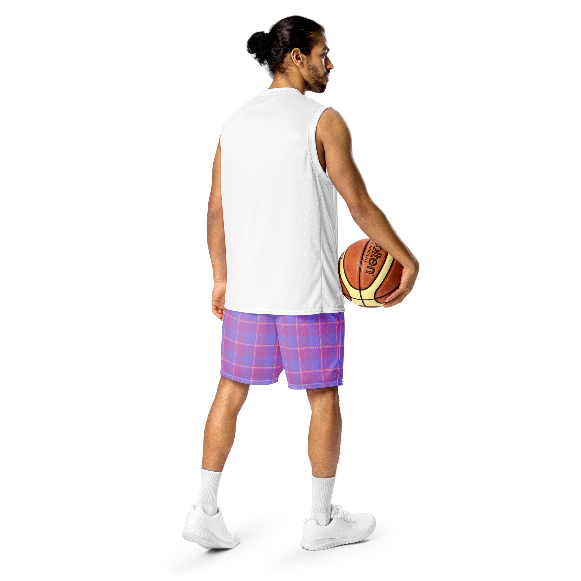Viola and Dull Lavender Plaid Unisex Mesh Shorts - Scottish Squares