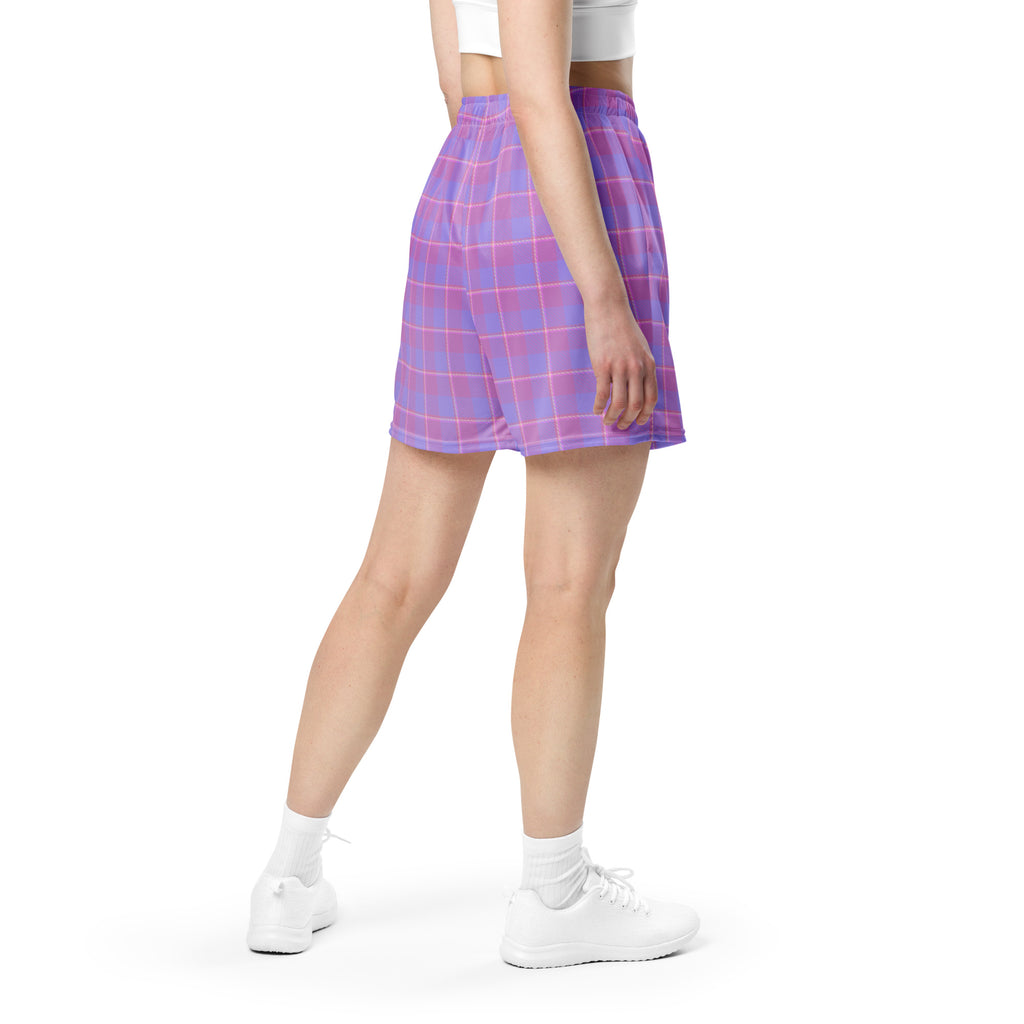 Viola and Dull Lavender Plaid Unisex Mesh Shorts - Scottish Squares