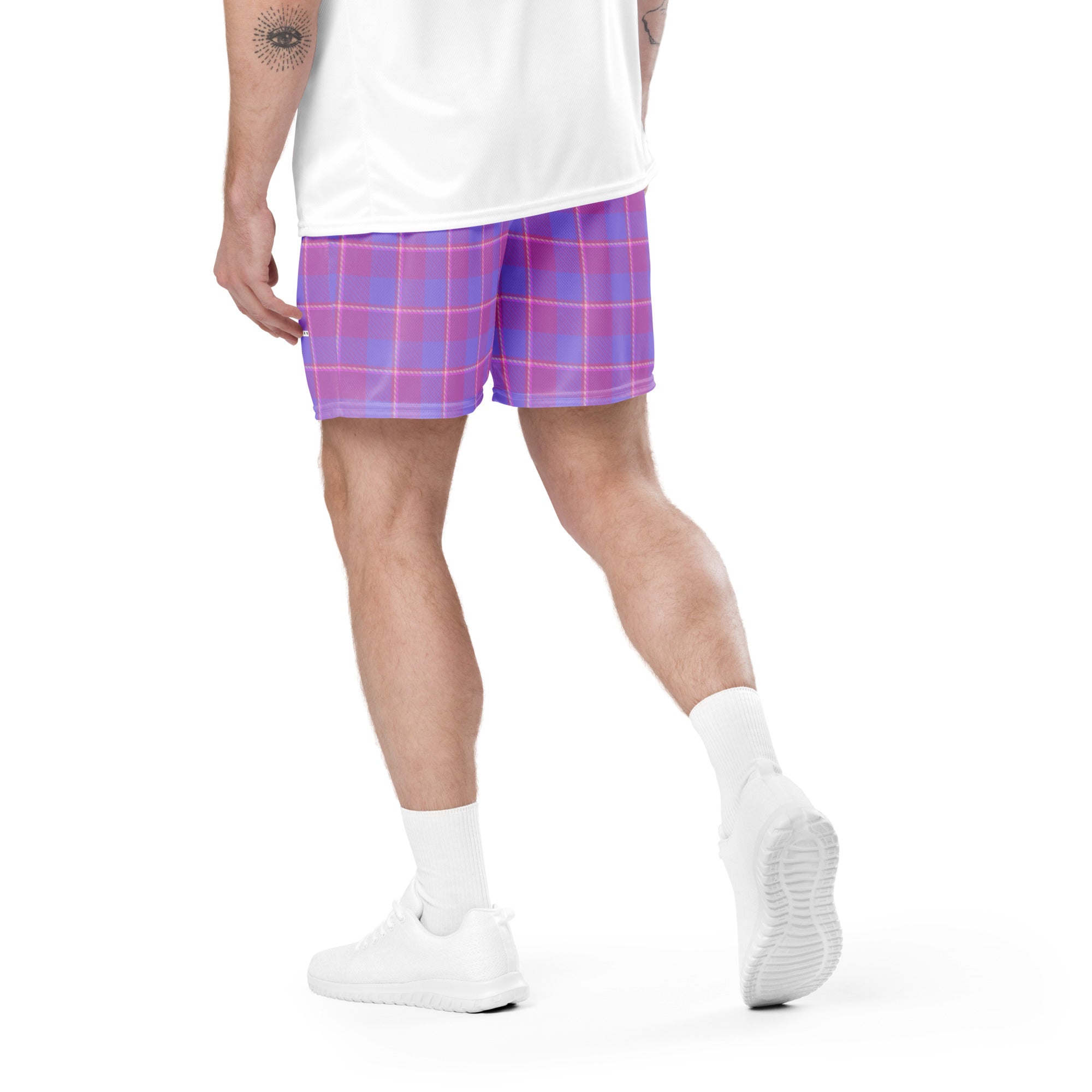 Viola and Dull Lavender Plaid Unisex Mesh Shorts - Scottish Squares