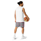 Vista Blue and Turkish Rose Plaid Unisex Mesh Shorts - Scottish Squares