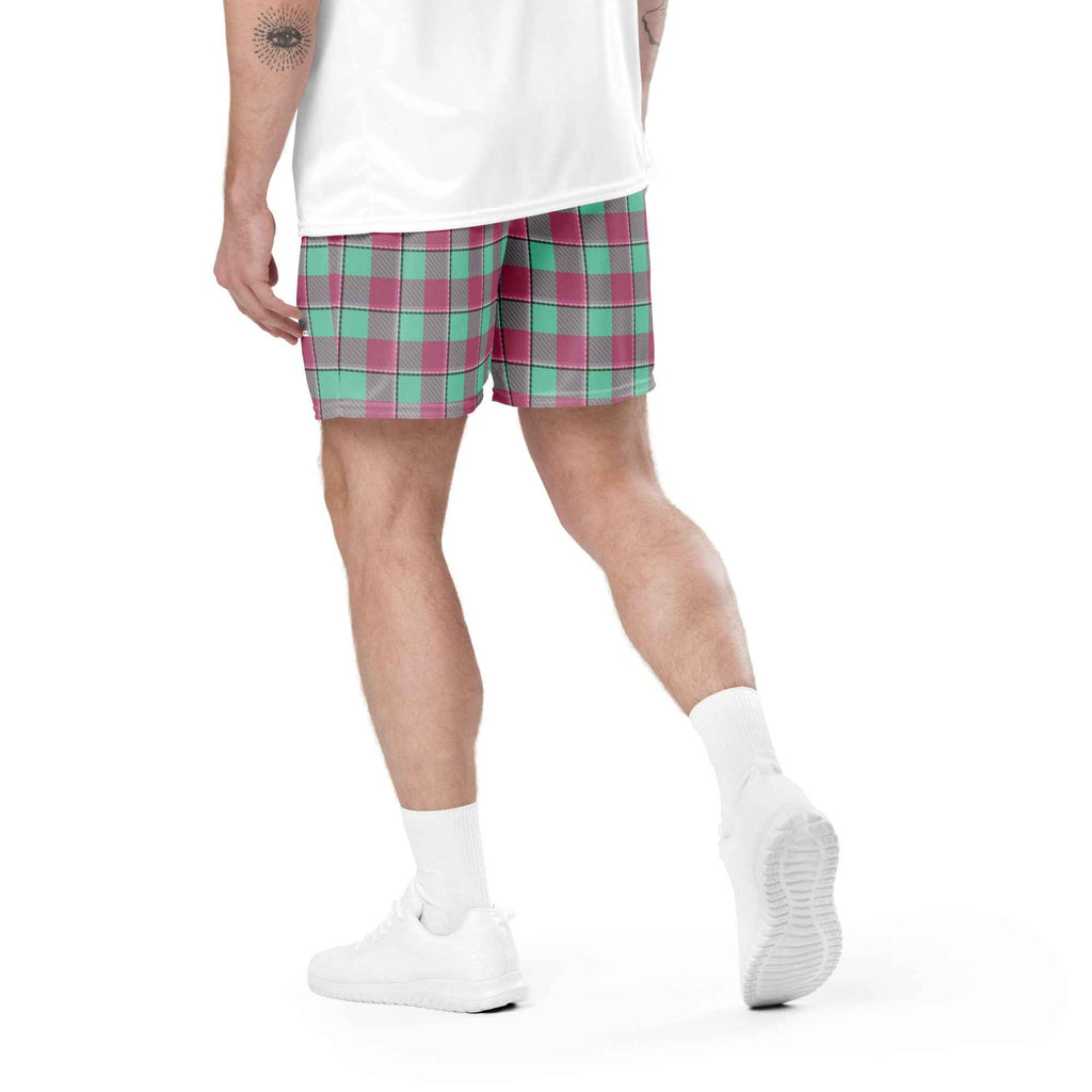 Vista Blue and Turkish Rose Plaid Unisex Mesh Shorts - Scottish Squares